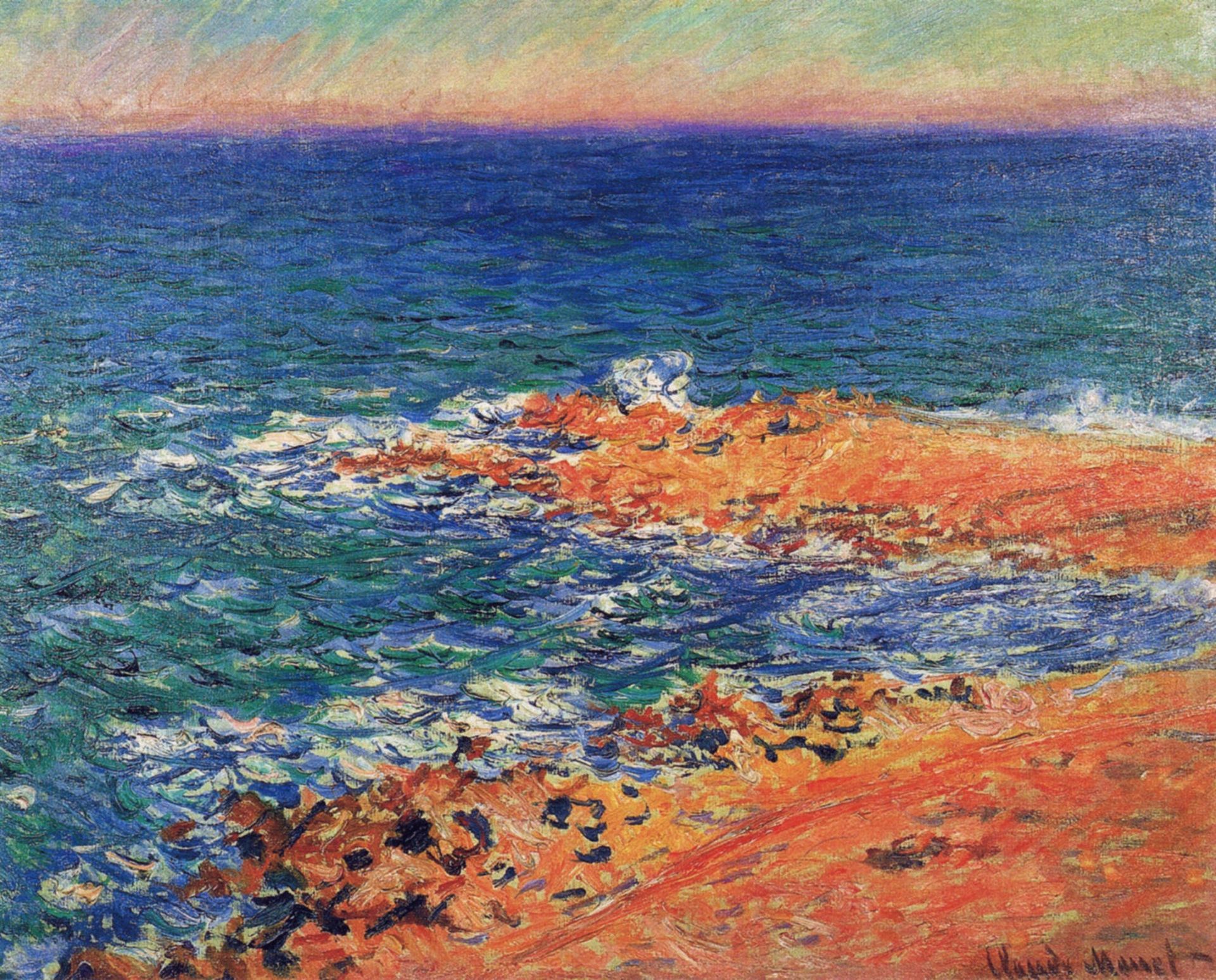 The Big Blue Sea in Antibes by Claude Monet