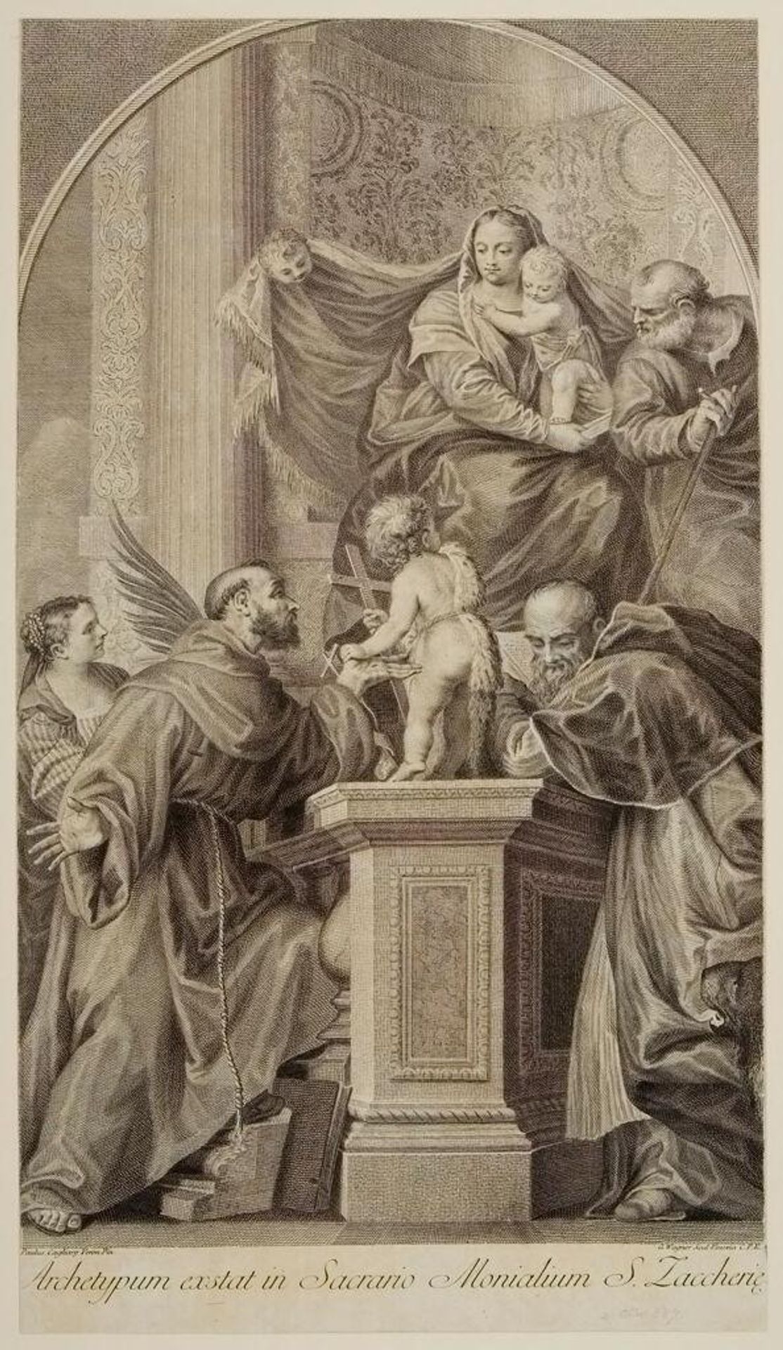 Madonna Enthroned, with the Infant Saint John, Saint Francis, Saint Jerome, and Saint Catherine by Joseph Wagner
