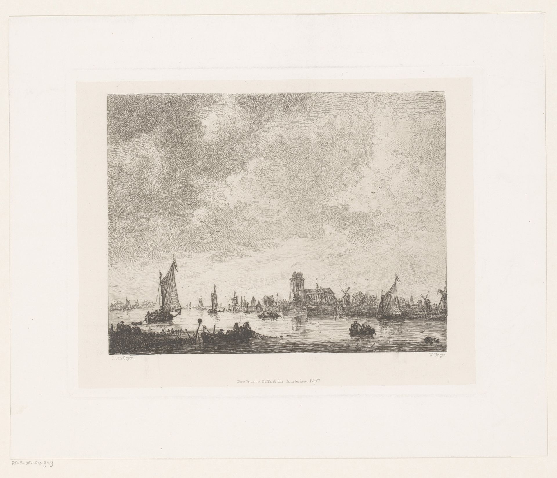 Gezicht op de Merwede voor Dordrecht by William Unger