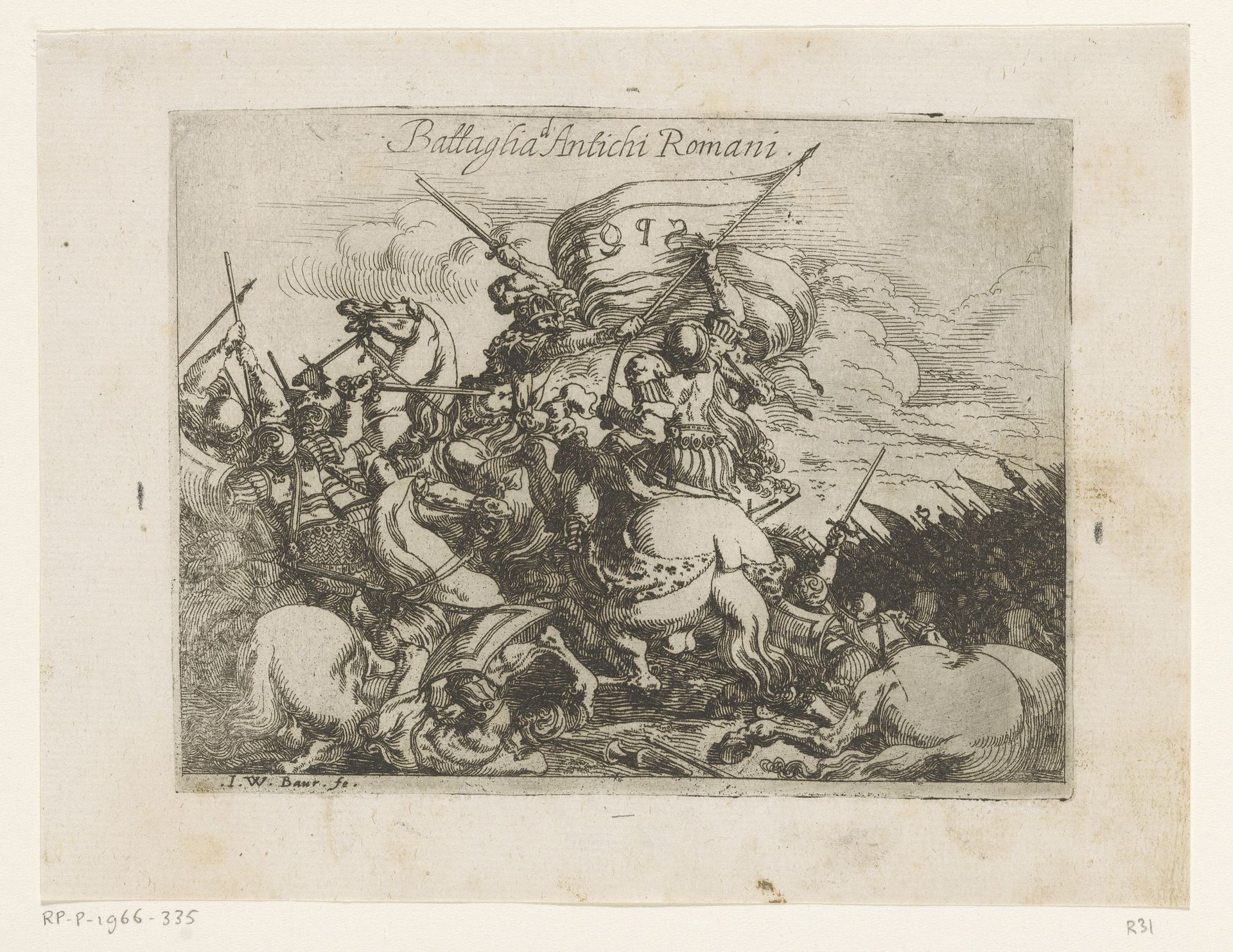 Romeinen in een veldslag by Johann Wilhelm Baur
