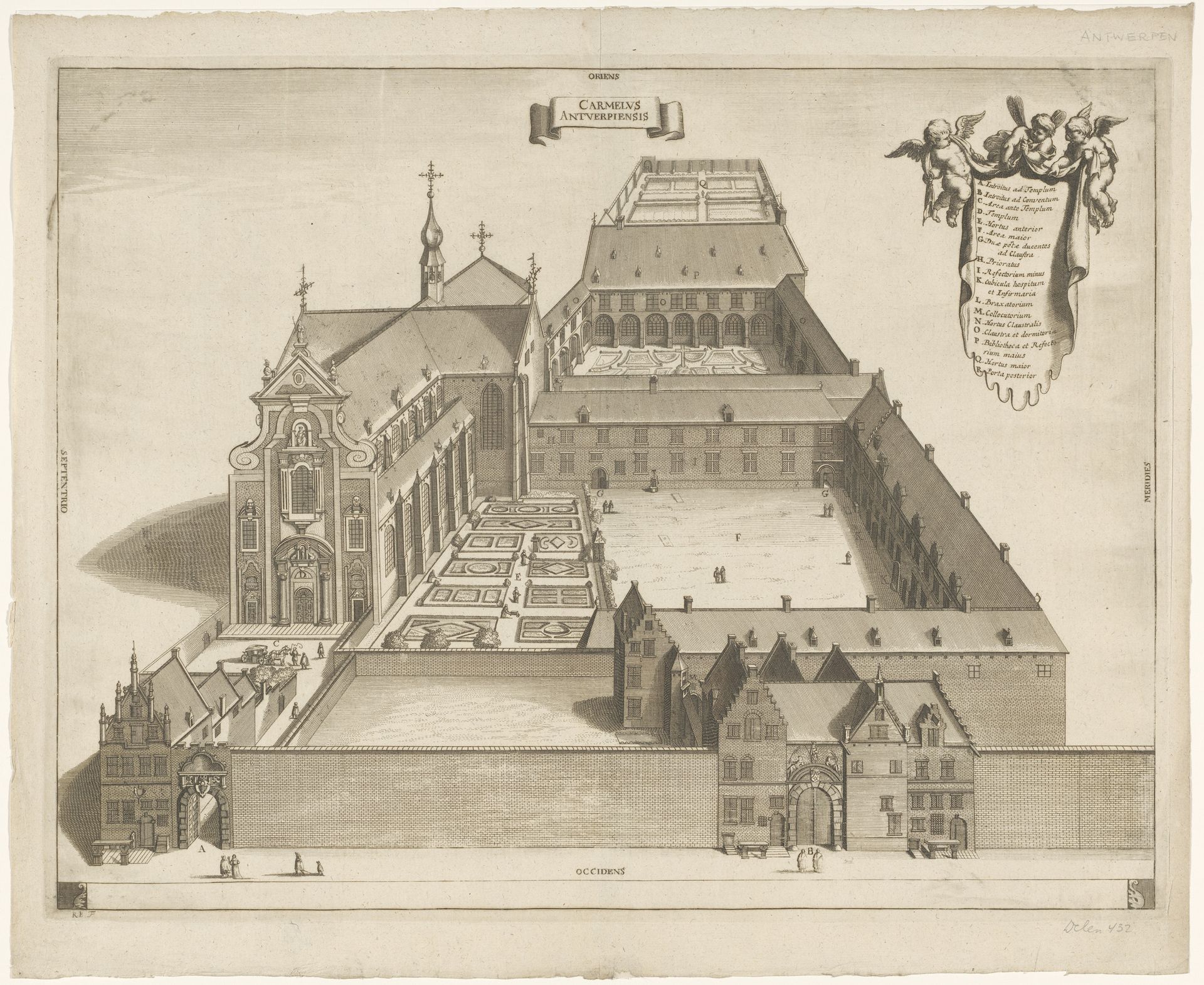 Gezicht op het Karmelietenklooster te Antwerpen by Reynier Blokhuysen