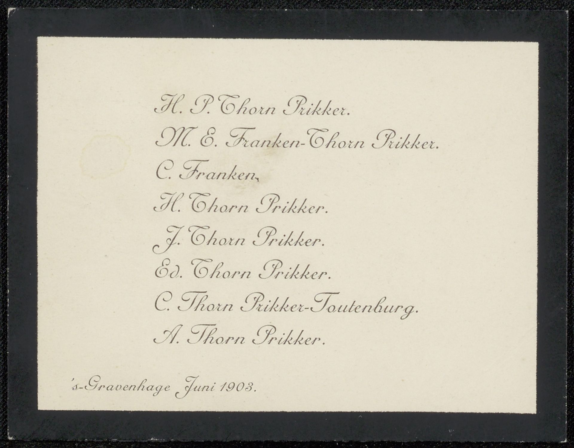 Bedankkaart aan Philip Zilcken by Anonymous
