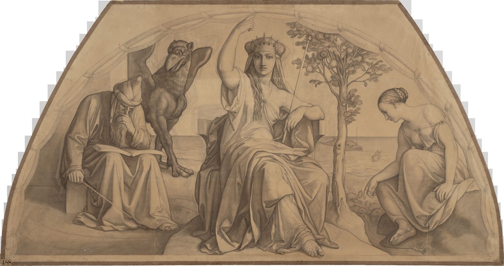 Astolfo kehrt, von Johannes dem Evangelist geführt, mit dem Verstande Rolands vom Mond zurück by Julius Schnorr von Carolsfeld