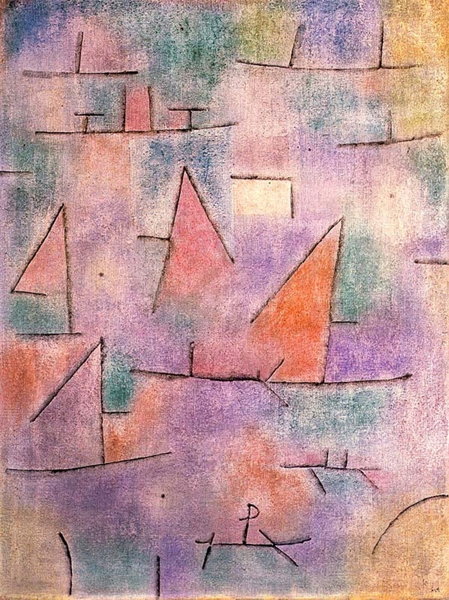 Harbour with sailing ships by Paul Klee