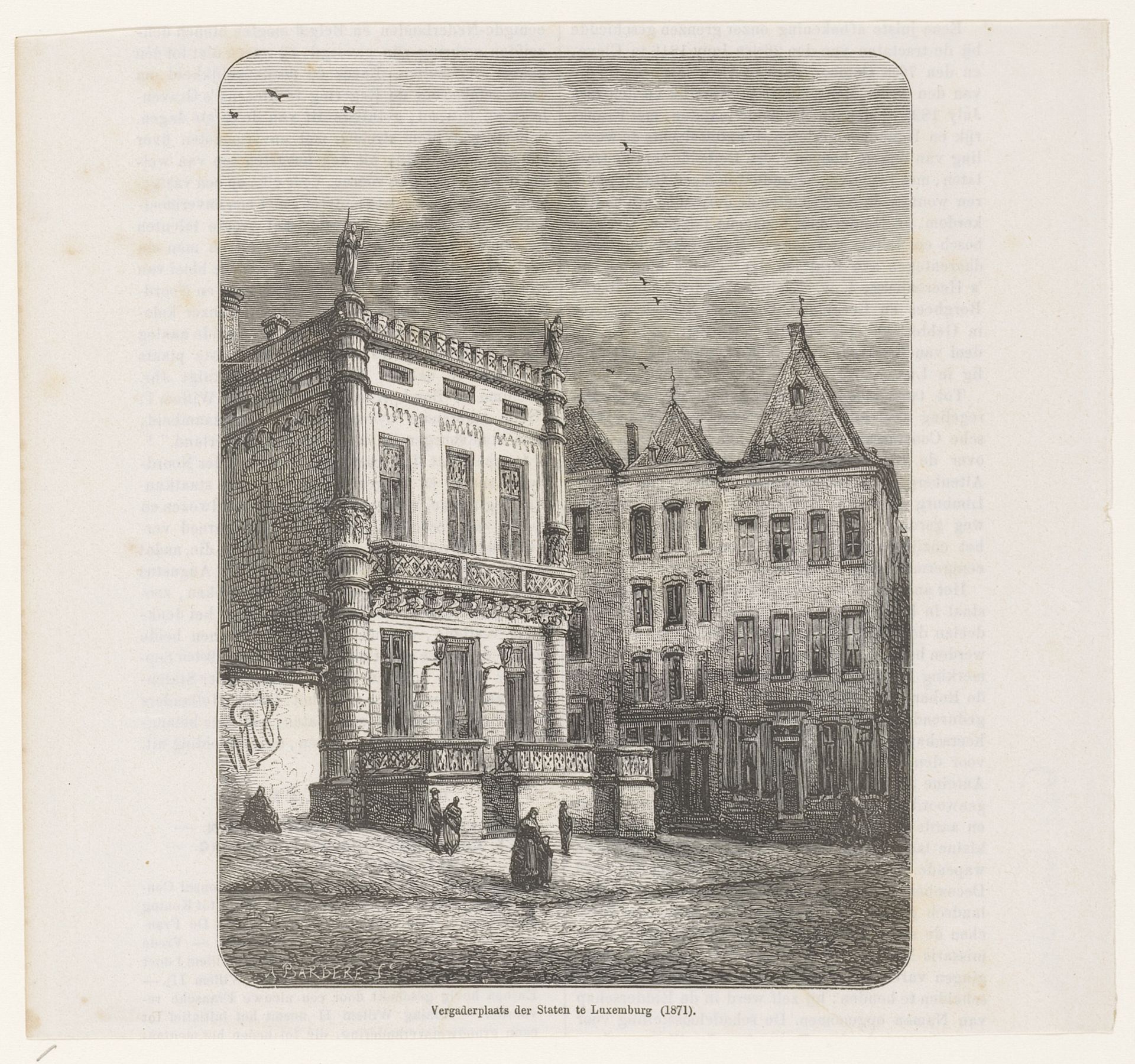 Gezicht op een gebouw in Luxemburg by Charles Albert Barbère