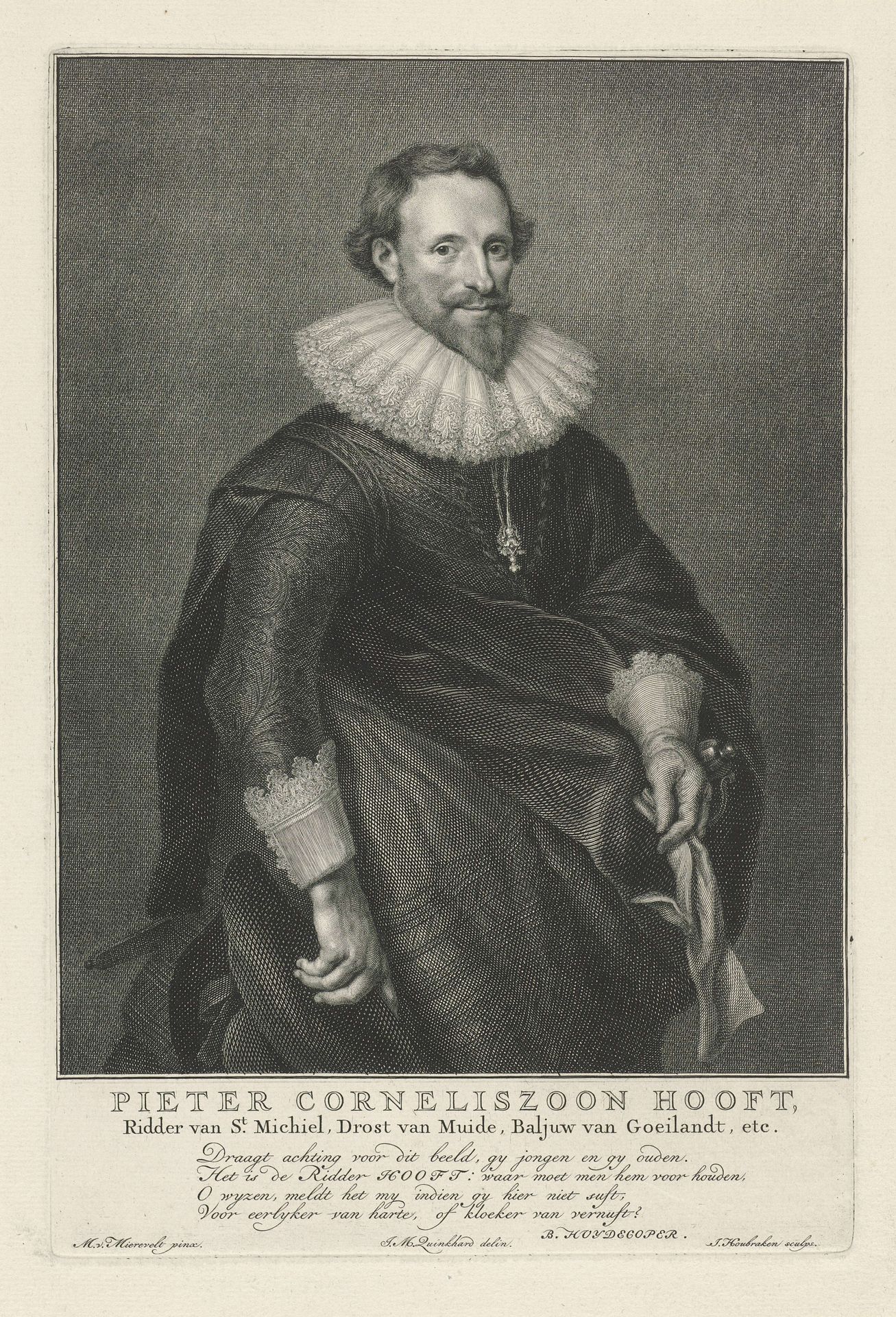Portret van Pieter Corneliszoon Hooft by Jacob Houbraken