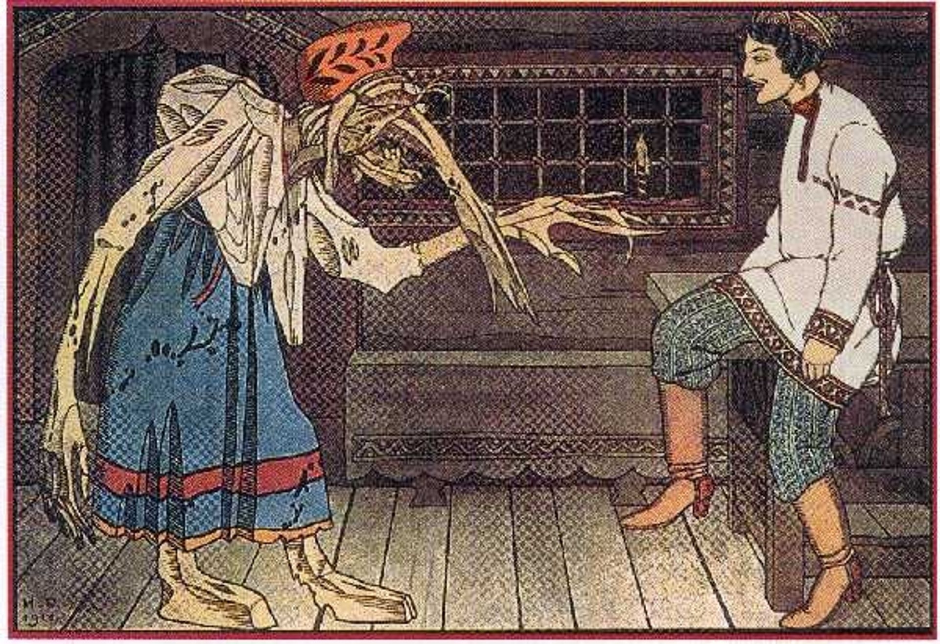 Illustration for "The tale of three royal divah and the Ivashko priest's son" by Ivan Bilibin