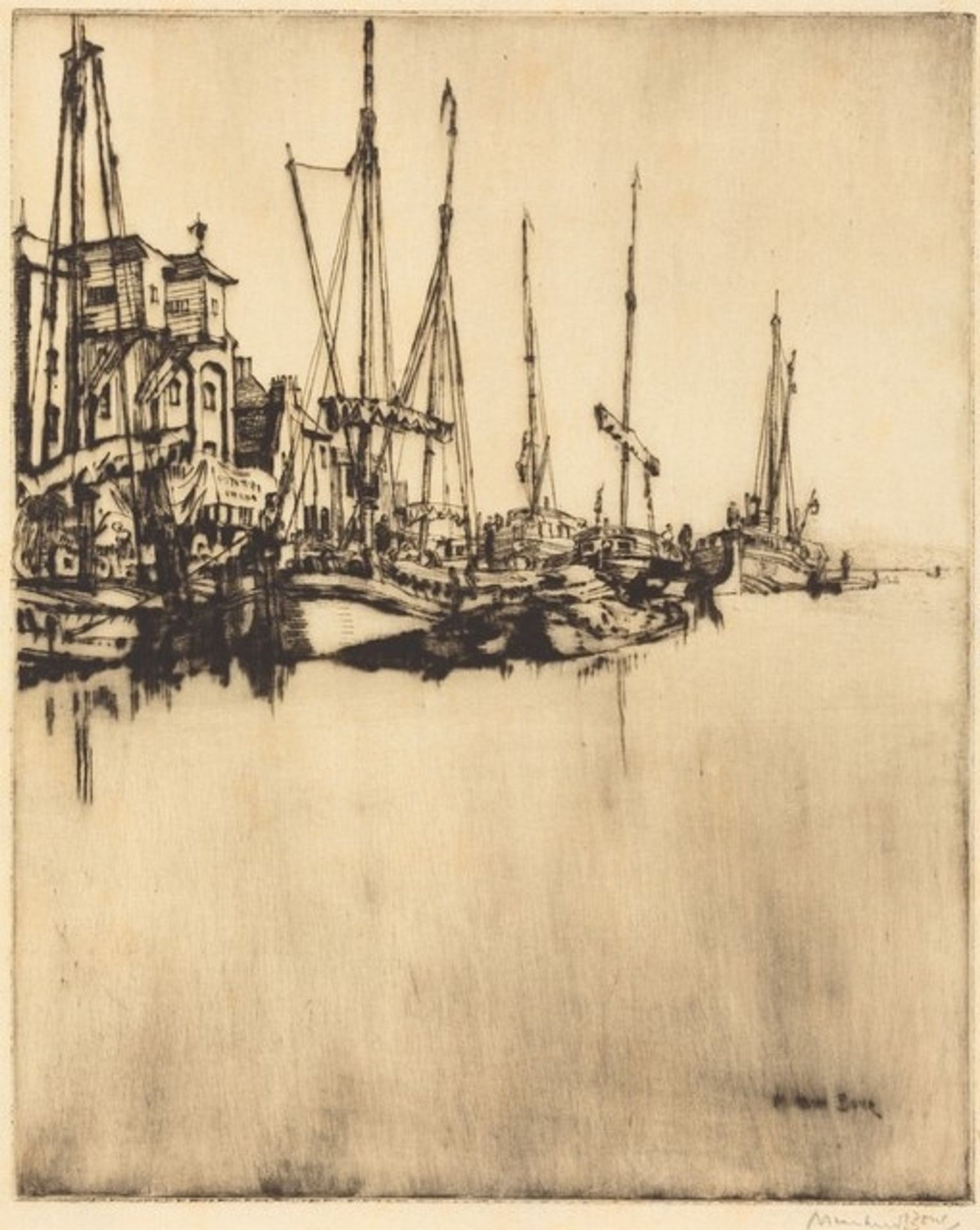 The Masts, Lincoln by Muirhead Bone
