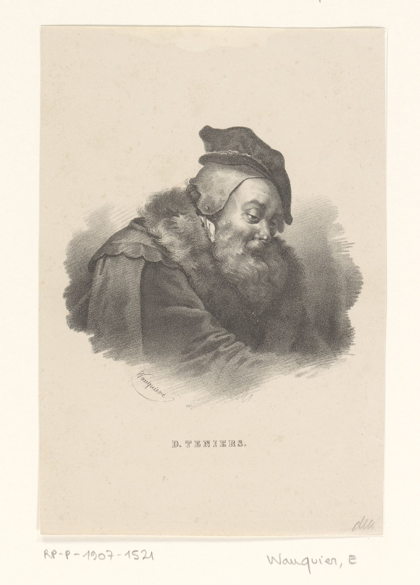 Portret van David Teniers by Etienne Wauquier