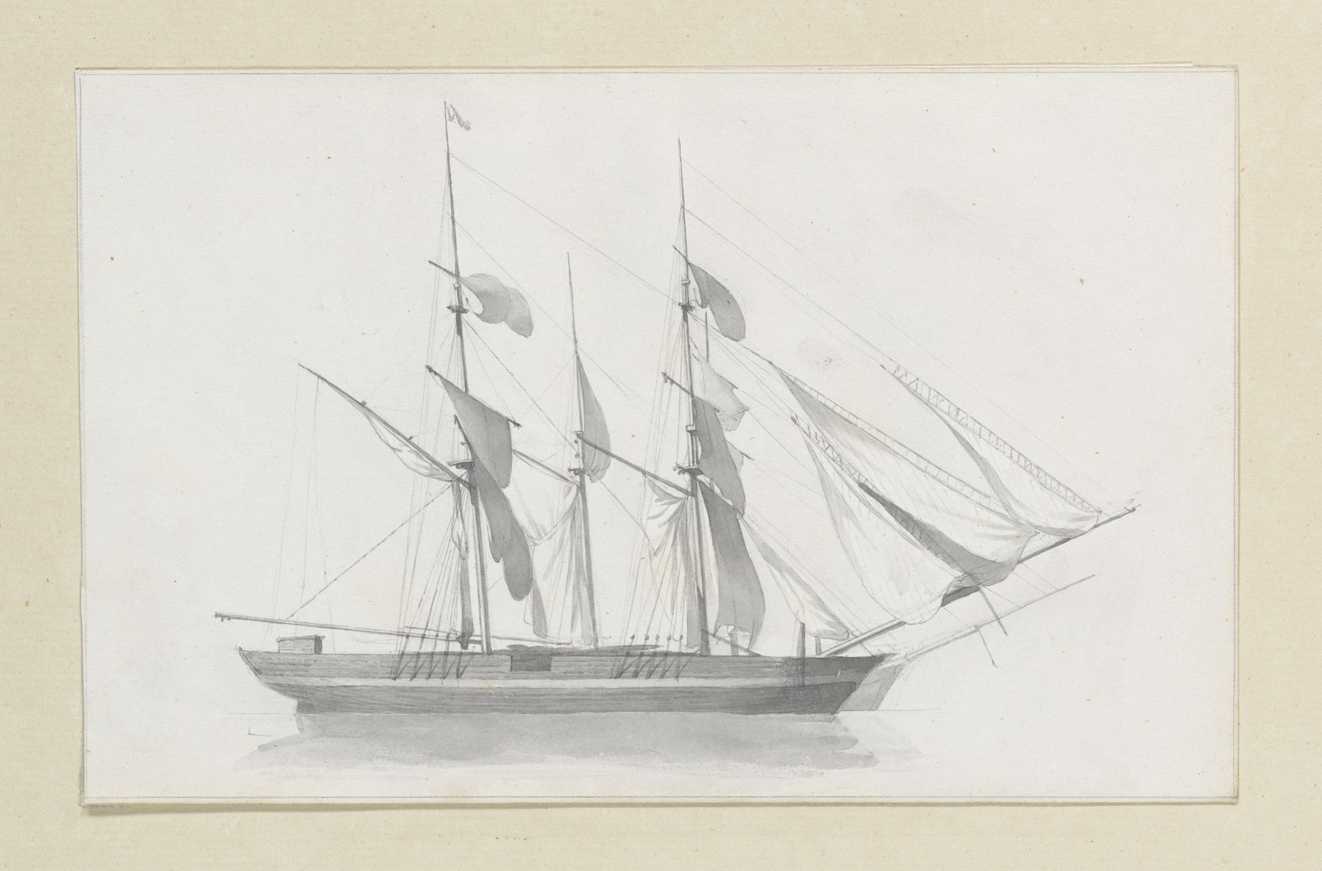 Zeilschip by Hendrik Abraham Klinkhamer