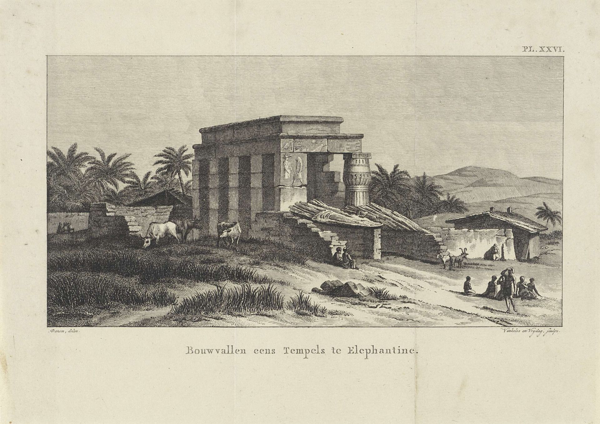 Tempel op het eiland Elephantine in Egypte by Reinier Vinkeles