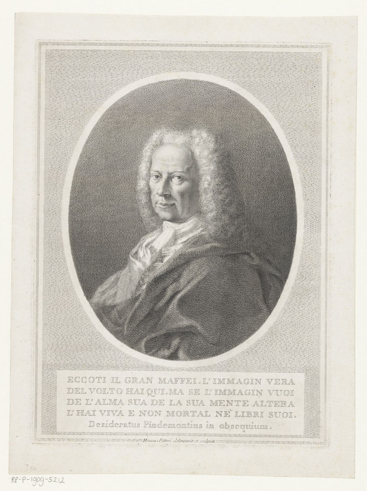Portret van historicus Scipione Maffei by Giovanni Marco Pitteri