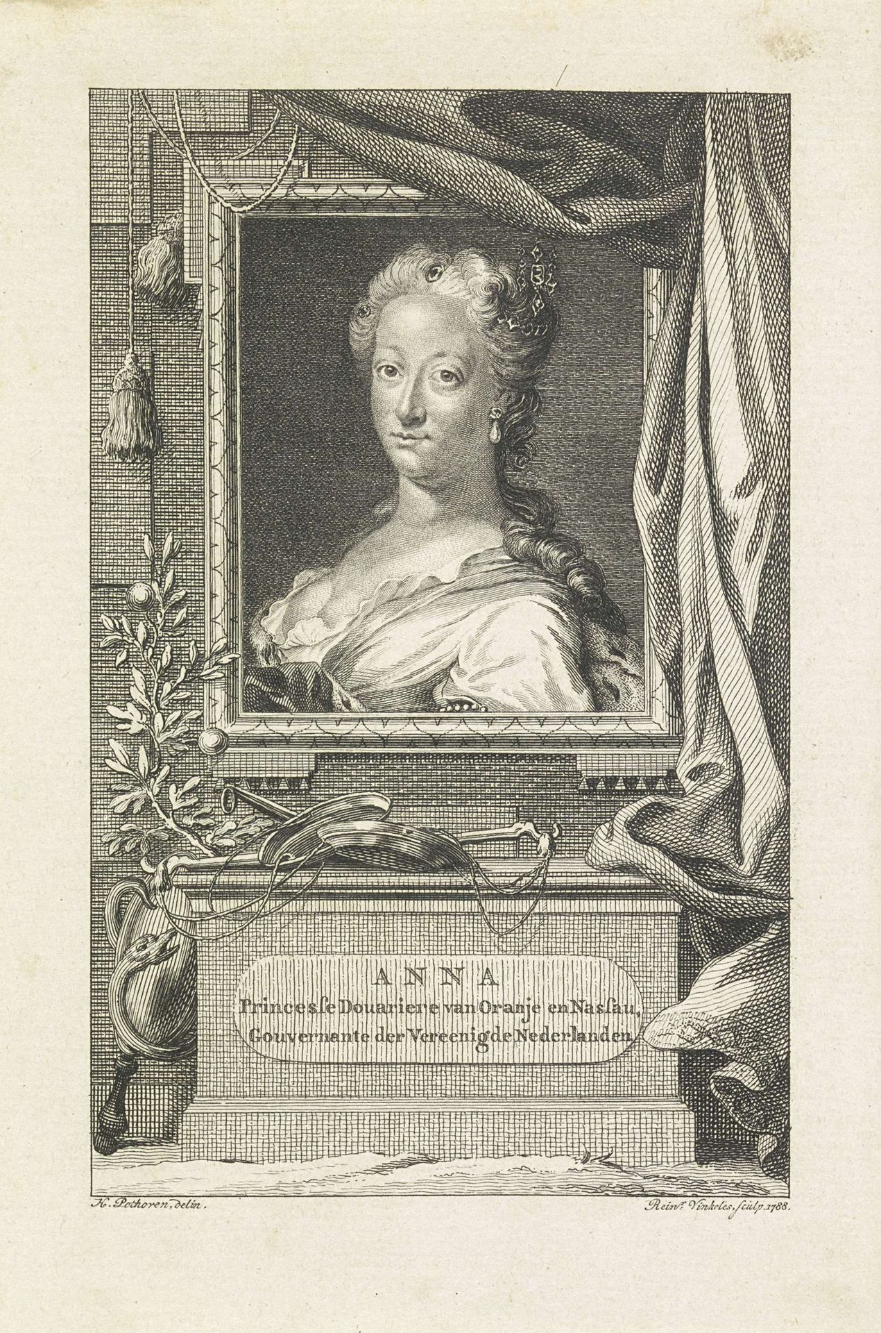 Portret van Anna van Hannover by Reinier Vinkeles