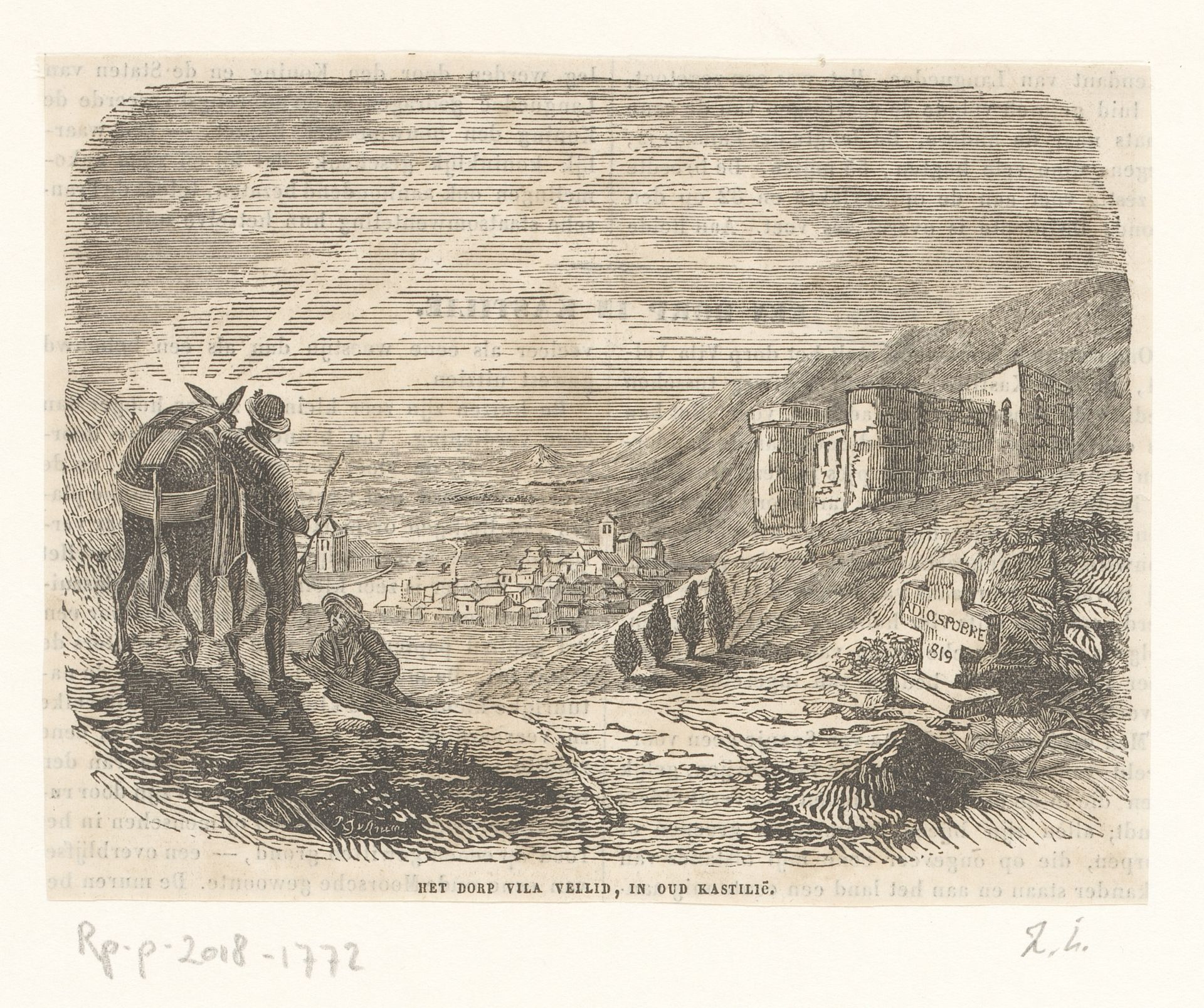 Gezicht op het dorp Vila Vellid, in Castilië by Anonymous