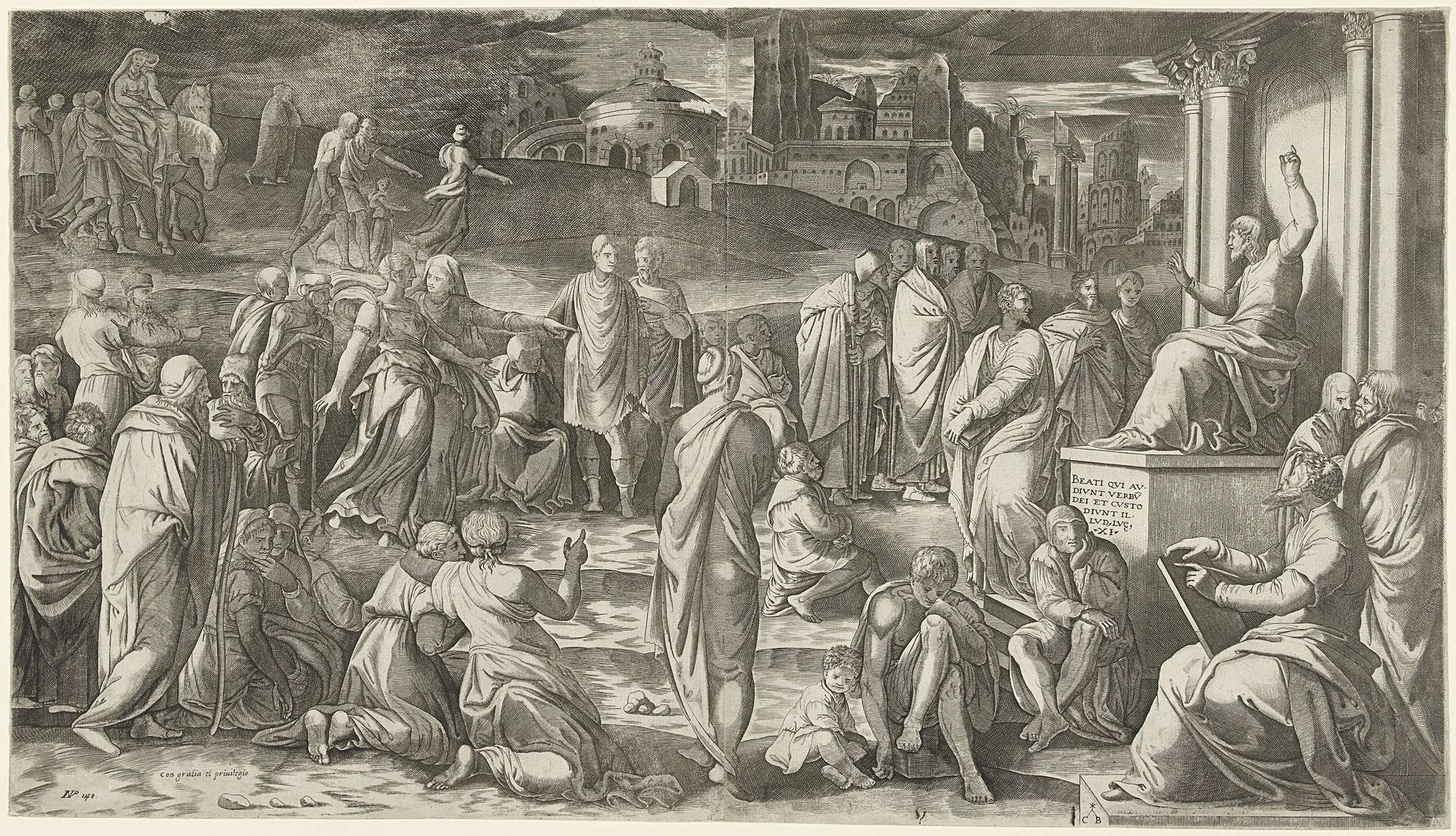 Christus preekt voor het volk by Cornelis Bos