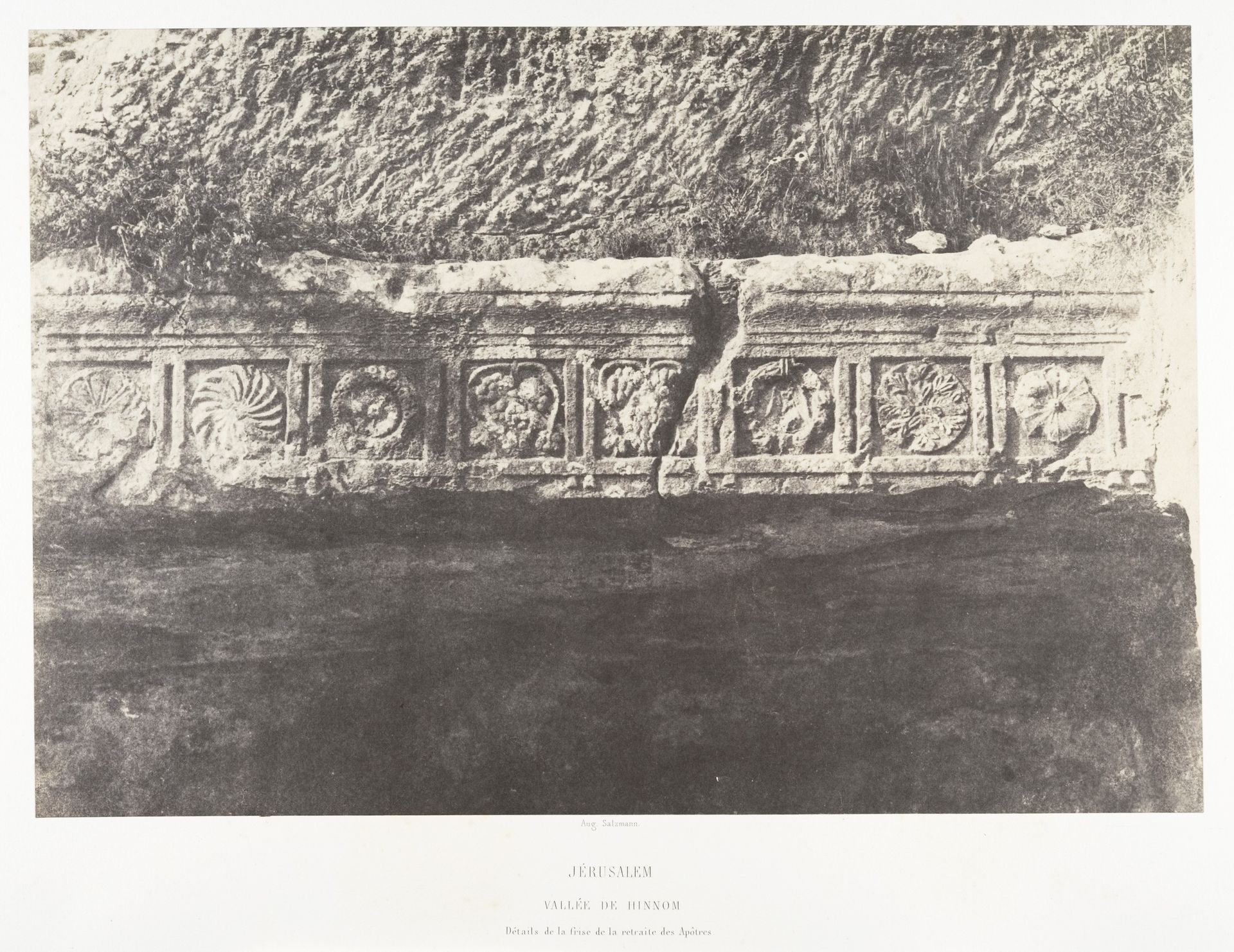 Jérusalem, Vallée de Hinnom, Détails de la frise de la retraite des Apôtres by Auguste Salzmann