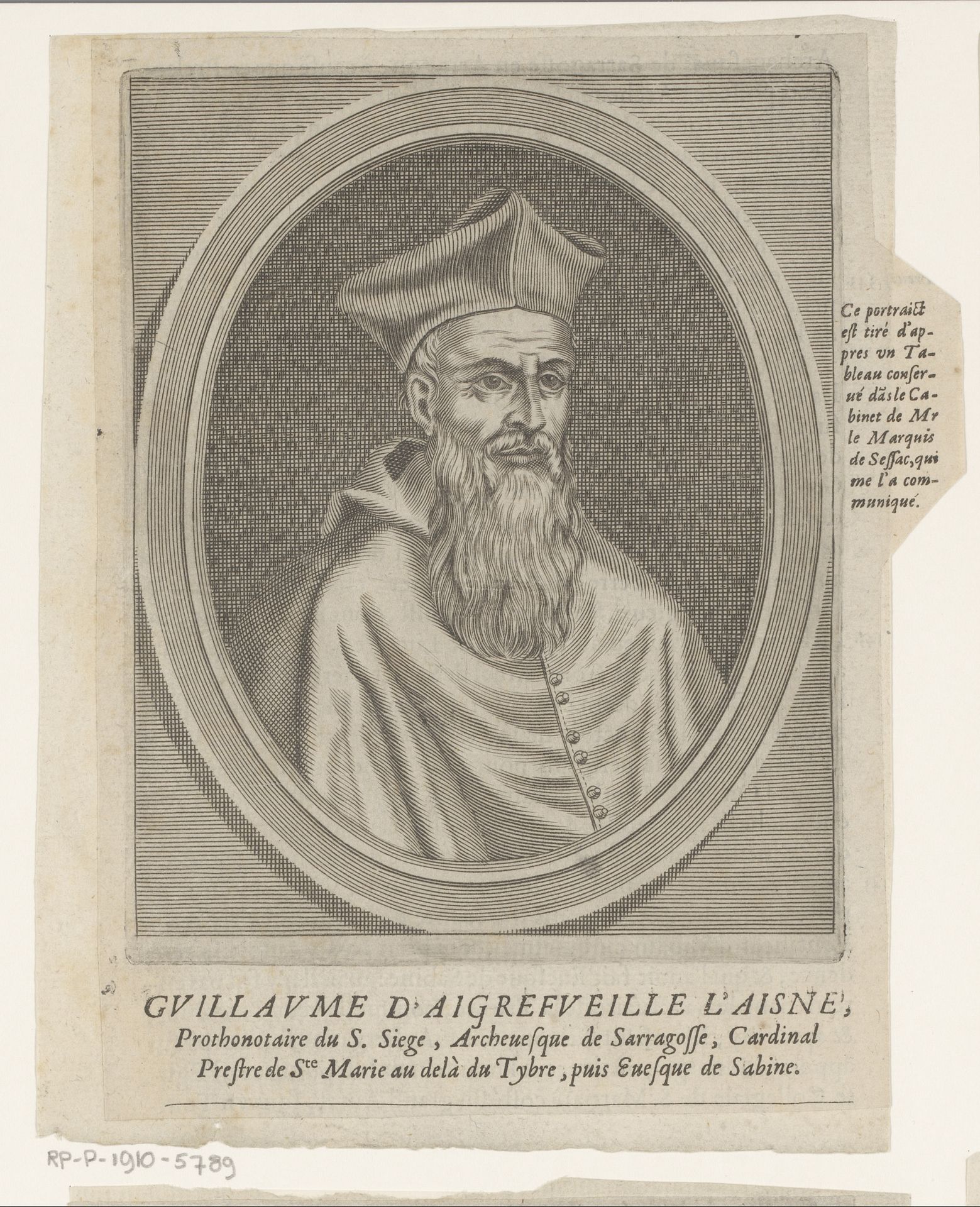 Portret van Guillaume d'Aigrefeuille l'Ancien by Etienne Picart