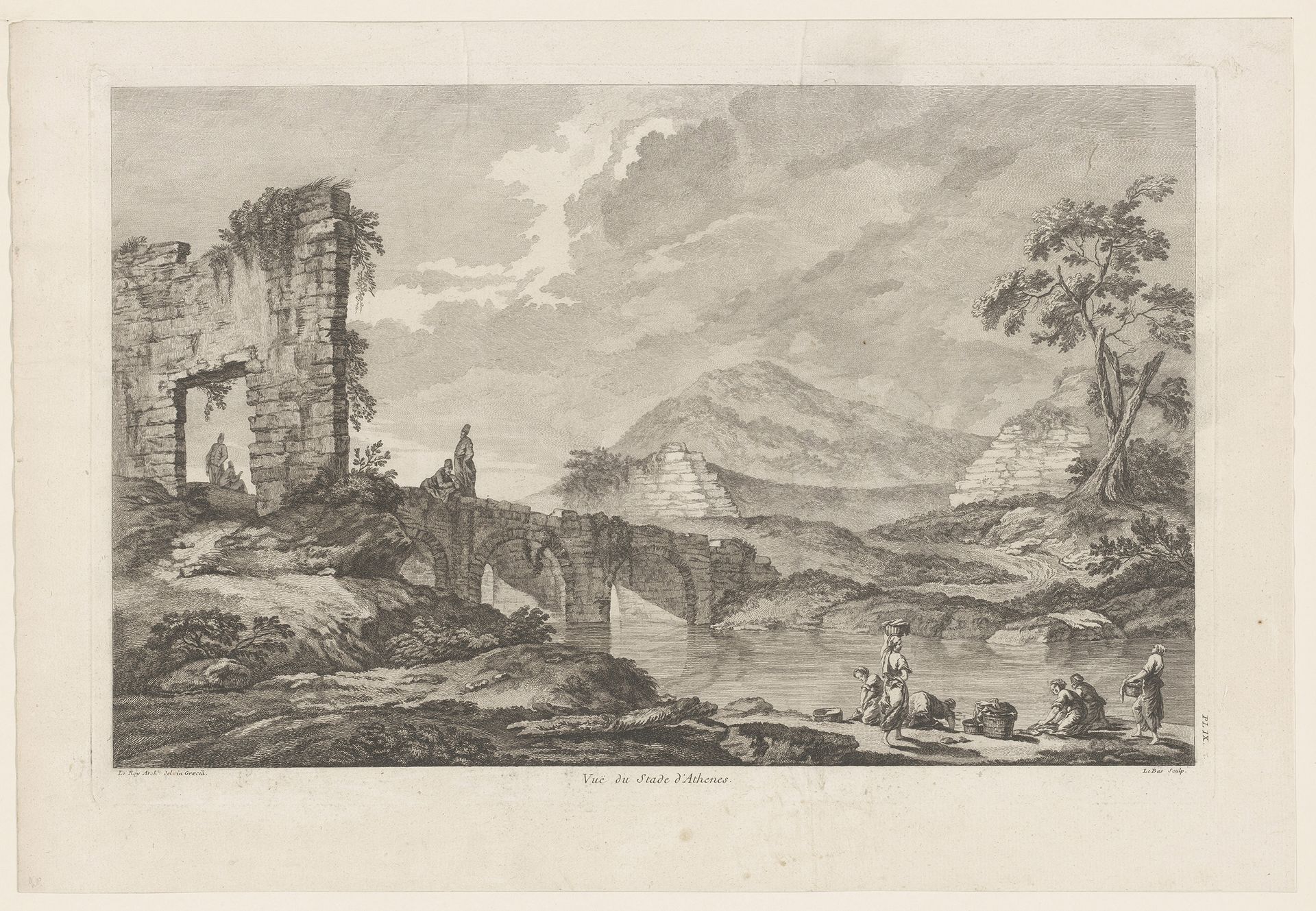 Gezicht op een ruïne bij Athene by Jacques Philippe Le Bas