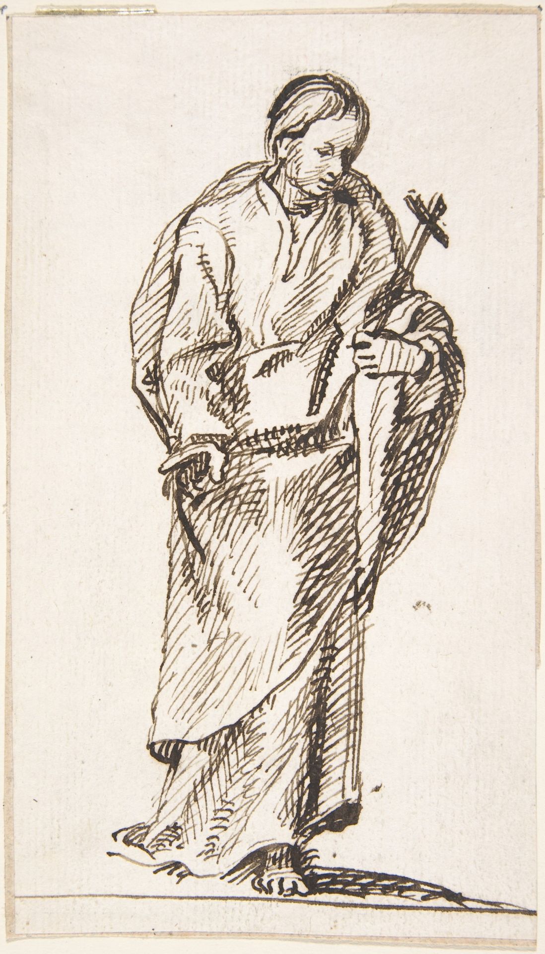 Standing Figure Holding Cross by Pedro  Duque Cornejo