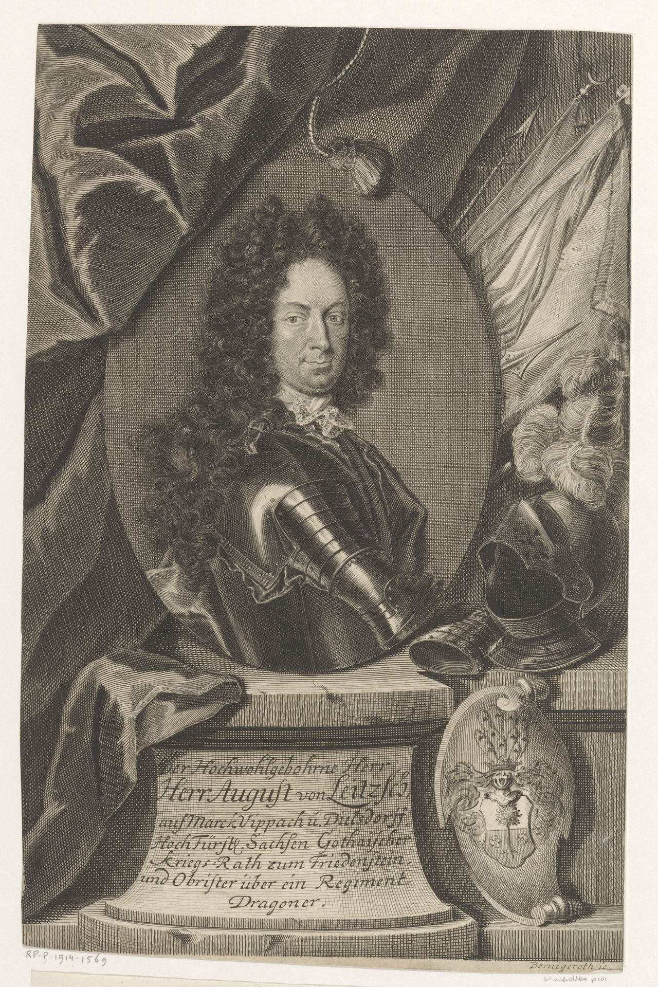 Portret van August von Leitzsch by Martin Bernigeroth