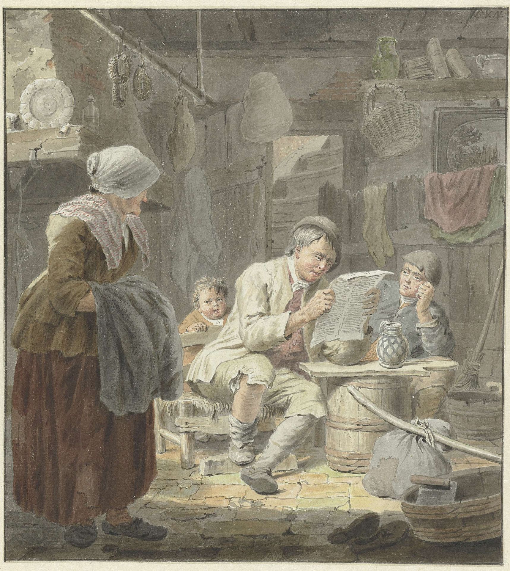 De krantlezer by Cornelis van Noorde