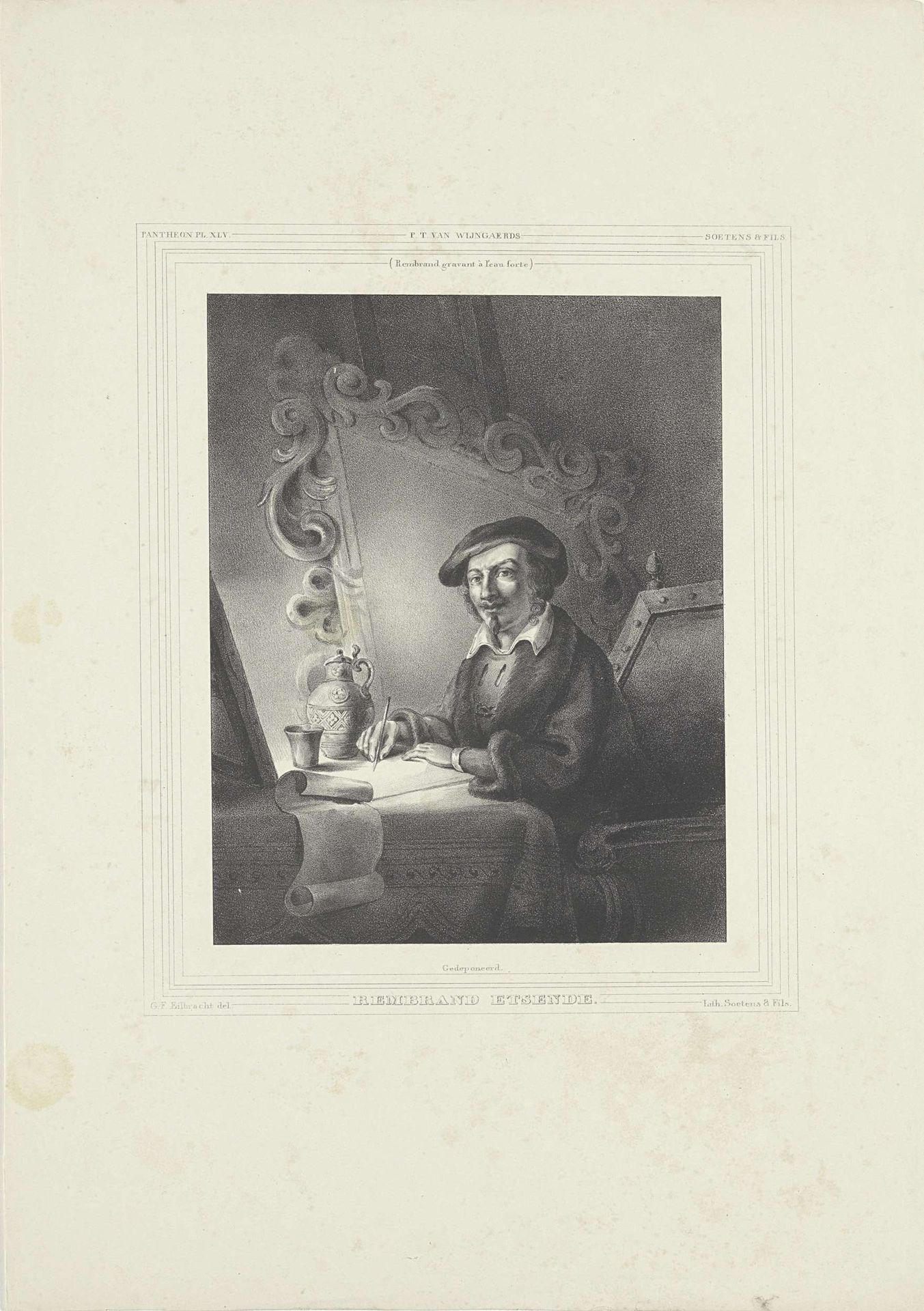 Rembrandt etsende by Gerhardus Fredericus Eilbracht
