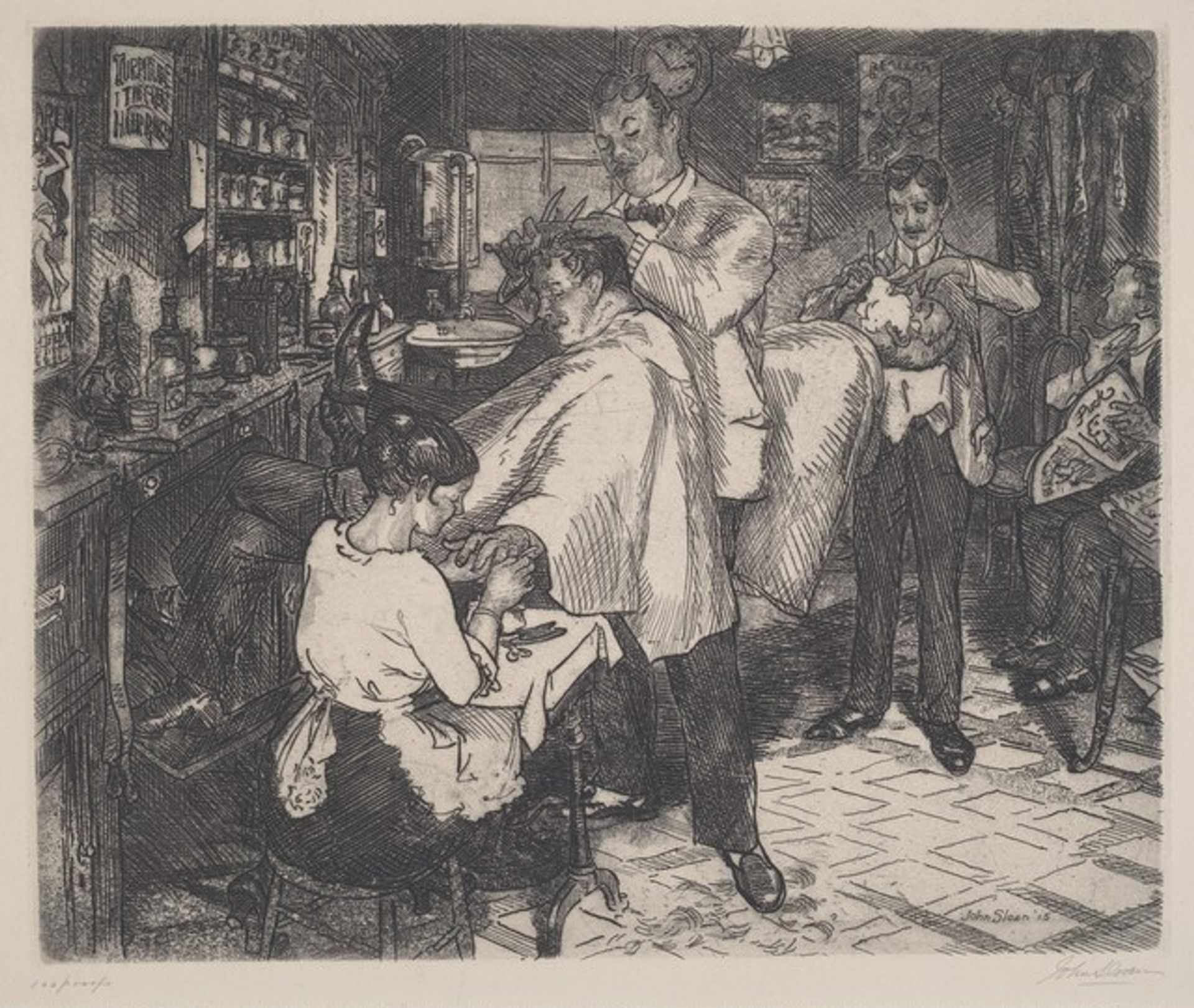 The Barber Shop by John Sloan