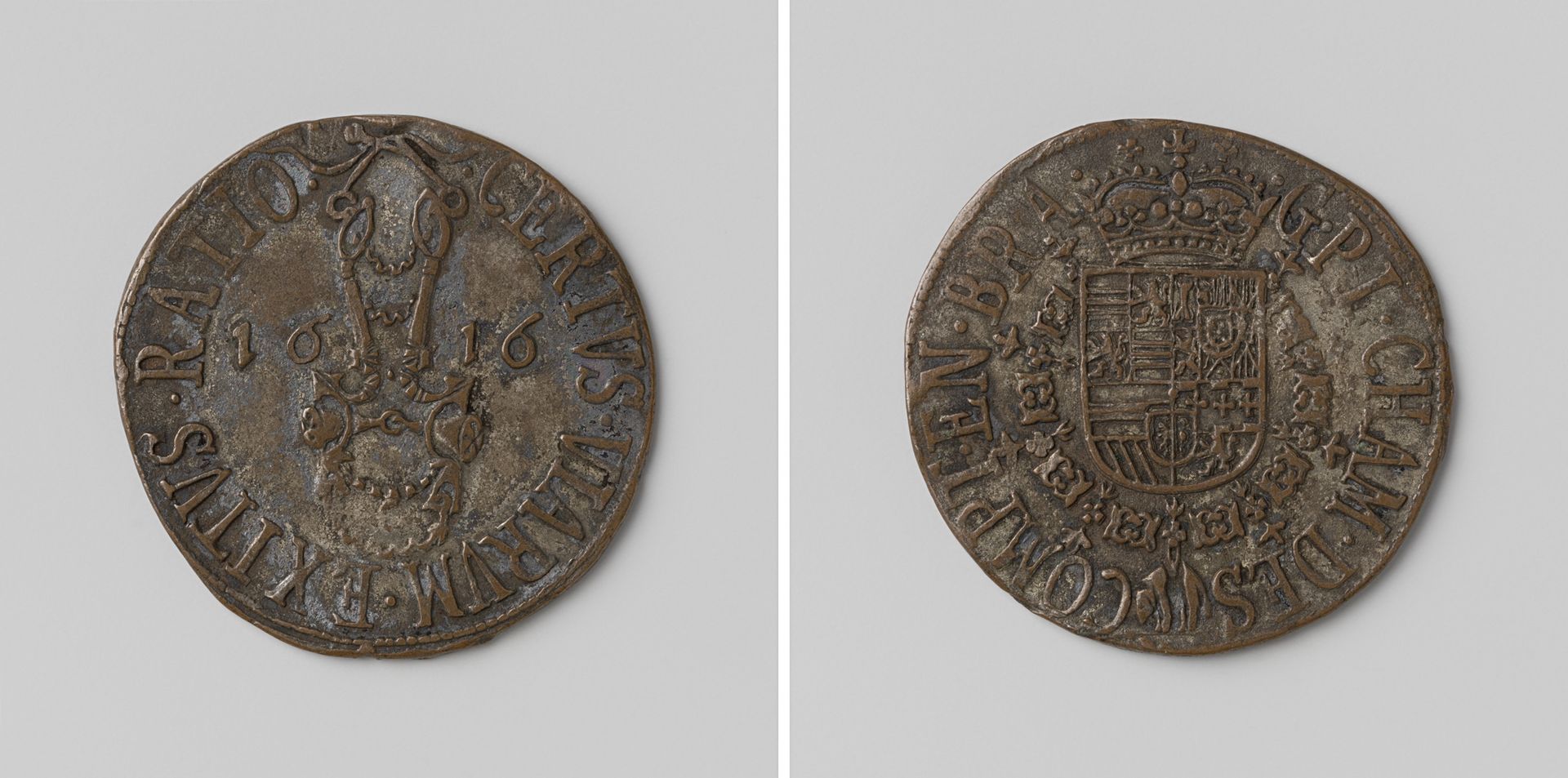 Vastberadenheid van Albrecht en Isabella van Oostenrijk in de strijd om het graafschap Gulik, rekenpenning geslagen op last van de rekenkamer van Brabant by Anonymous