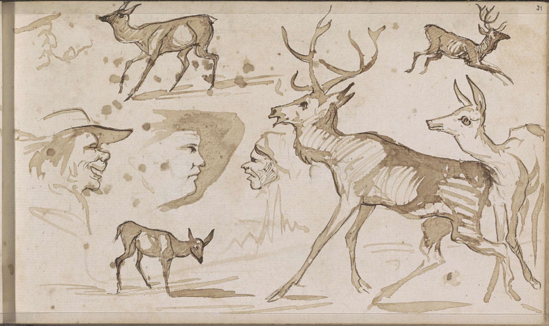 Herten en mannenkoppen by Johannes Tavenraat