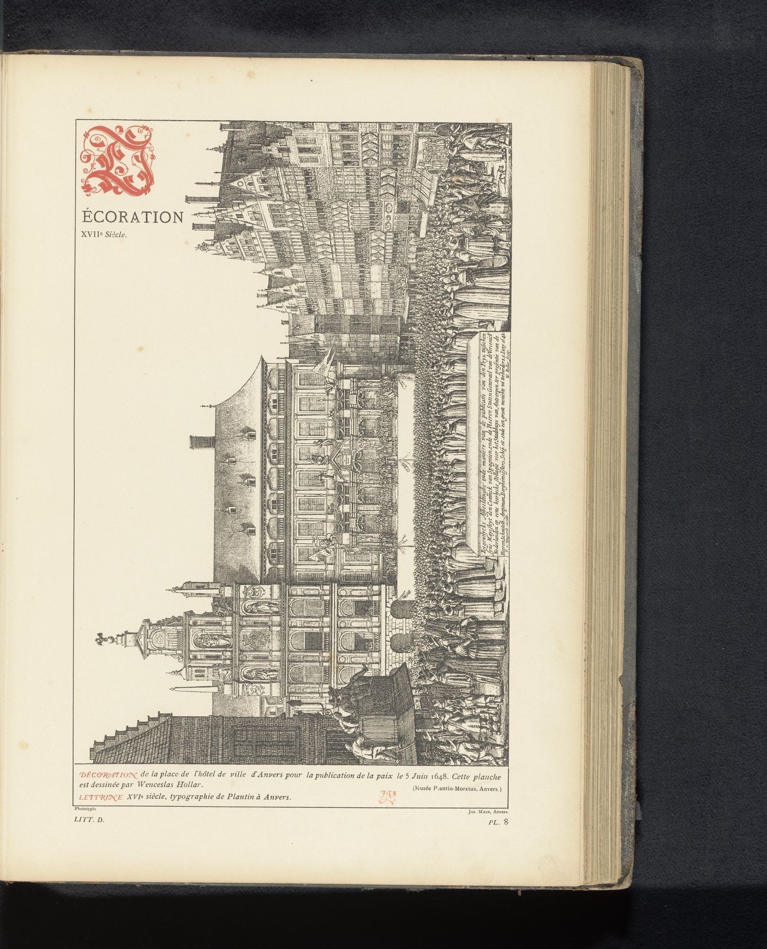 Reproductie van een prent van de afkondiging van de Vrede van Munster voor het stadhuis in Antwerpen door Wenceslaus Hollar by Anonymous