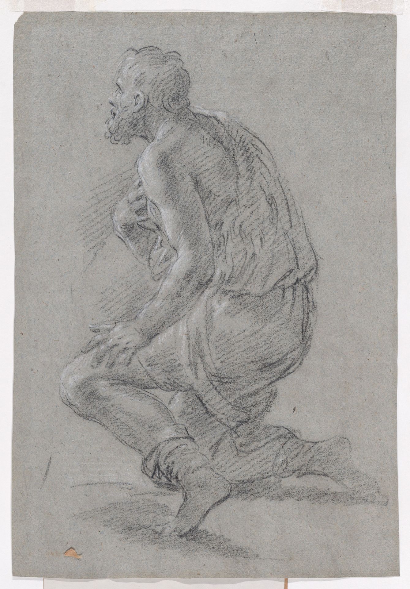 Study of Male Figure Kneeling in a Three-Quarter View, Facing Left  (a Shepherd) by Giacomo Zoboli