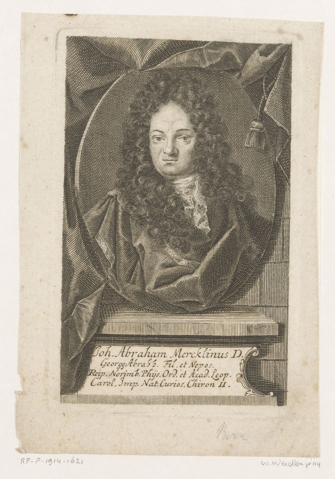 Portret van Johann Abraham Mercklin by Martin Bernigeroth