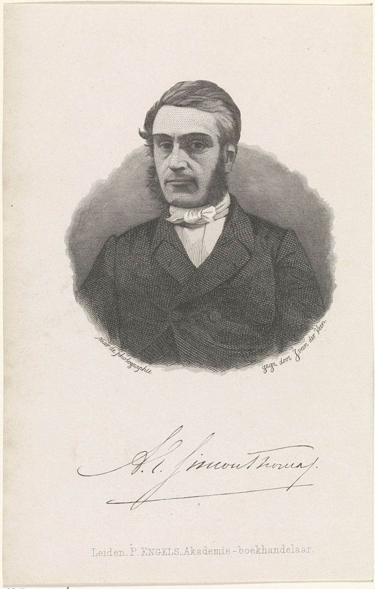 Portret van A.E. Simon Thomas, hoogleraar in de verloskunde te Leiden by Jan van der (prentmaker) Veen