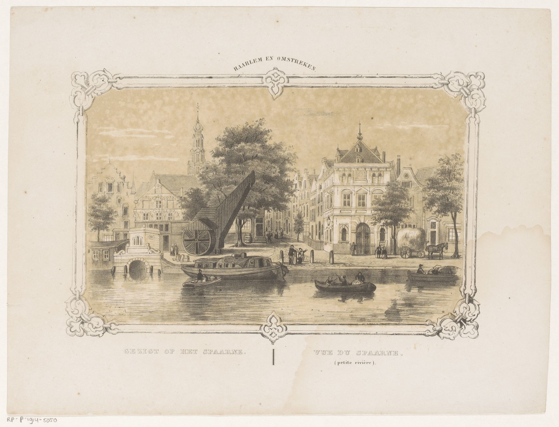 Gezicht op het Spaarne met de kraan en de Waag by Hendrik Wilhelmus Last
