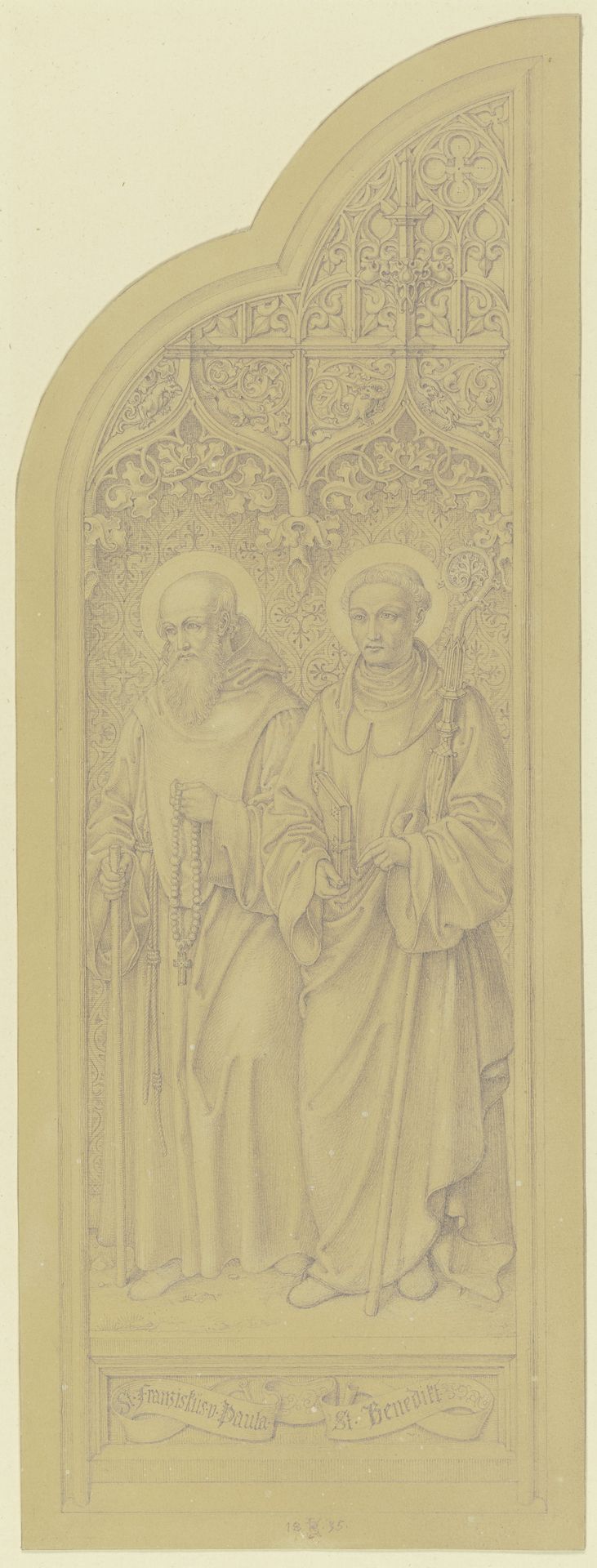 Rechter Flügel eines Altärchens_ Die Heiligen Franziskus von Padua und Benedikt by Karl Ballenberger