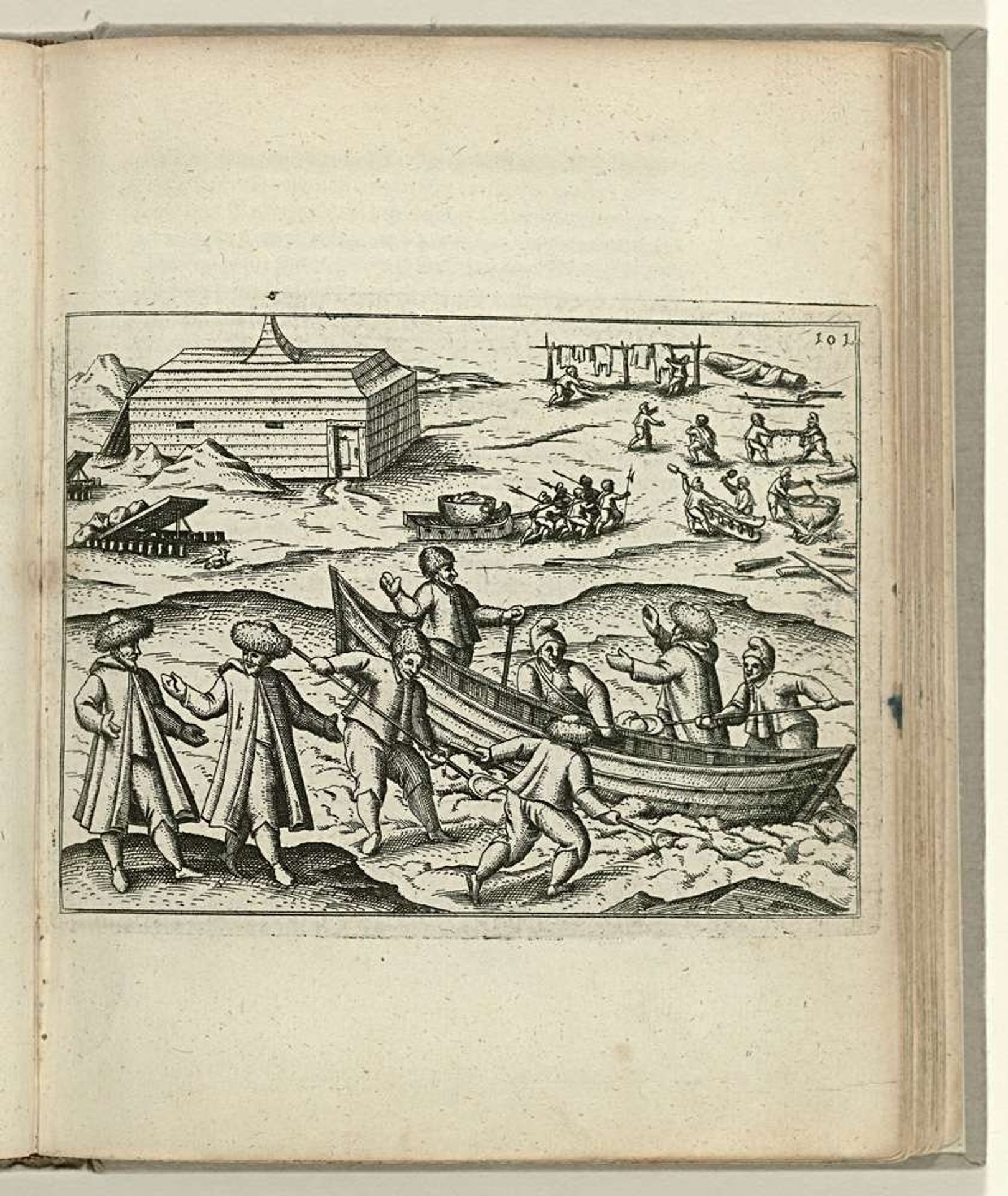 Uitgraven en verslepen van de schuit, 1597 by Anonymous