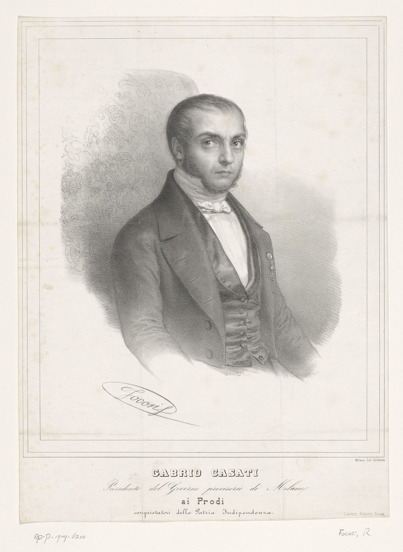 Portret van politicus Gabrio Casati by Roberto Focosi