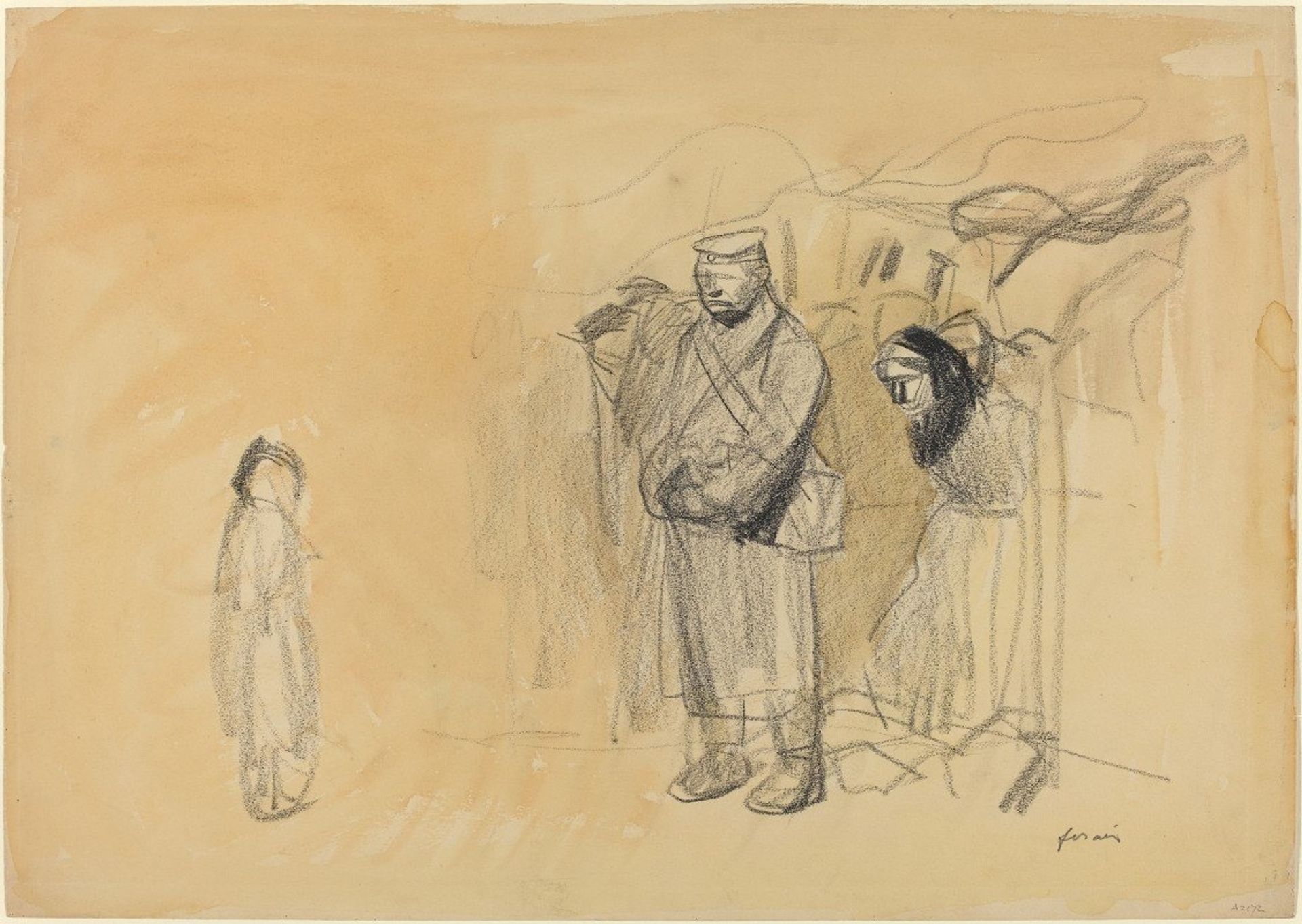 German Soldiers and French Child by Jean-Louis Forain