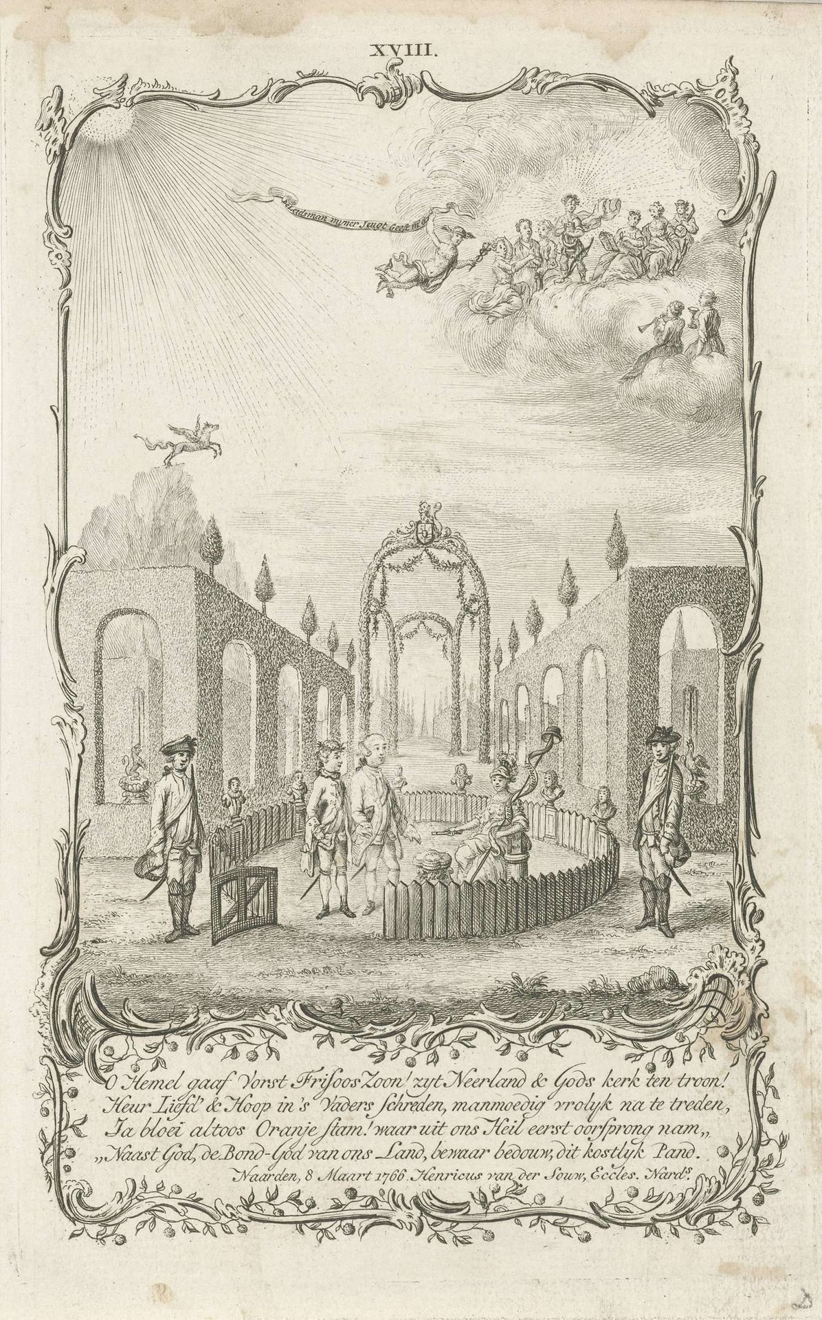 Decoratie op het huis van Henricus van der Souw te Naarden, 1766 by Noach van der (II) Meer