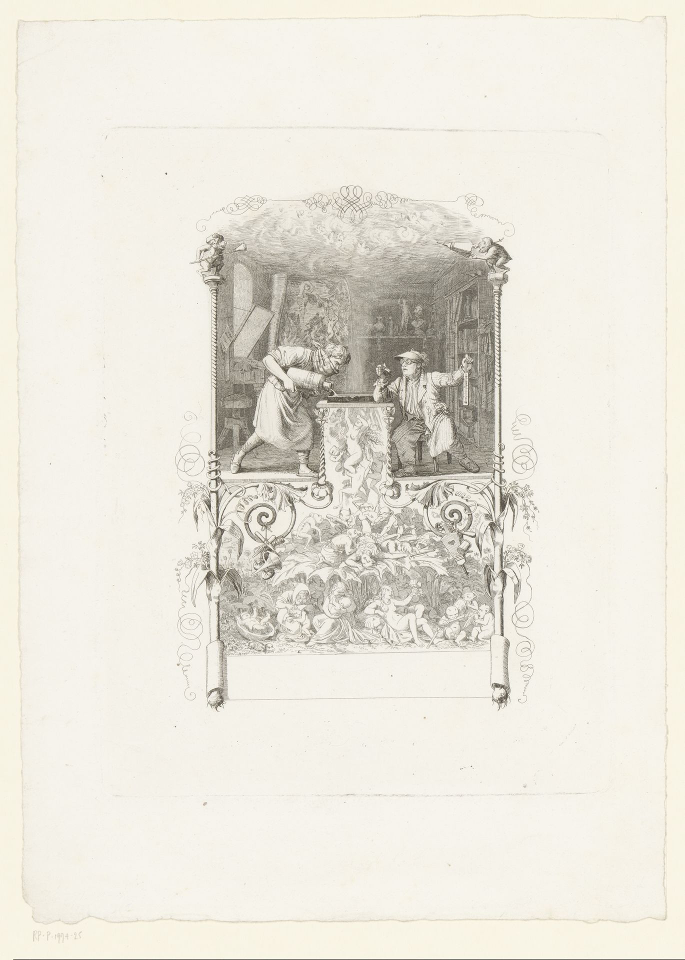 Meester-etser en leerling in werkplaats by Eugen Neureuther