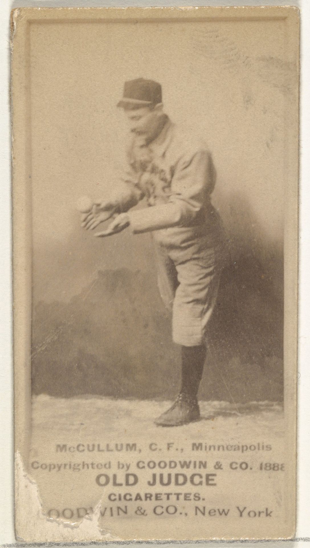 Thomas McCallum, Center Field, Minneapolis, from the Old Judge series (N172) for Old Judge Cigarettes by Goodwin & Company