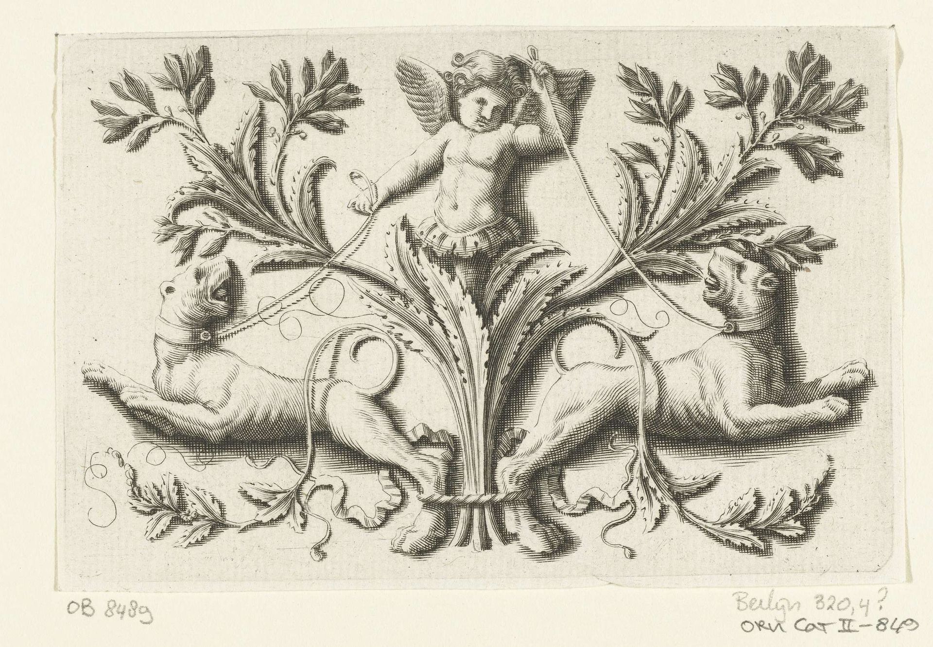 Putto met twee aangelijnde honden by Anonymous