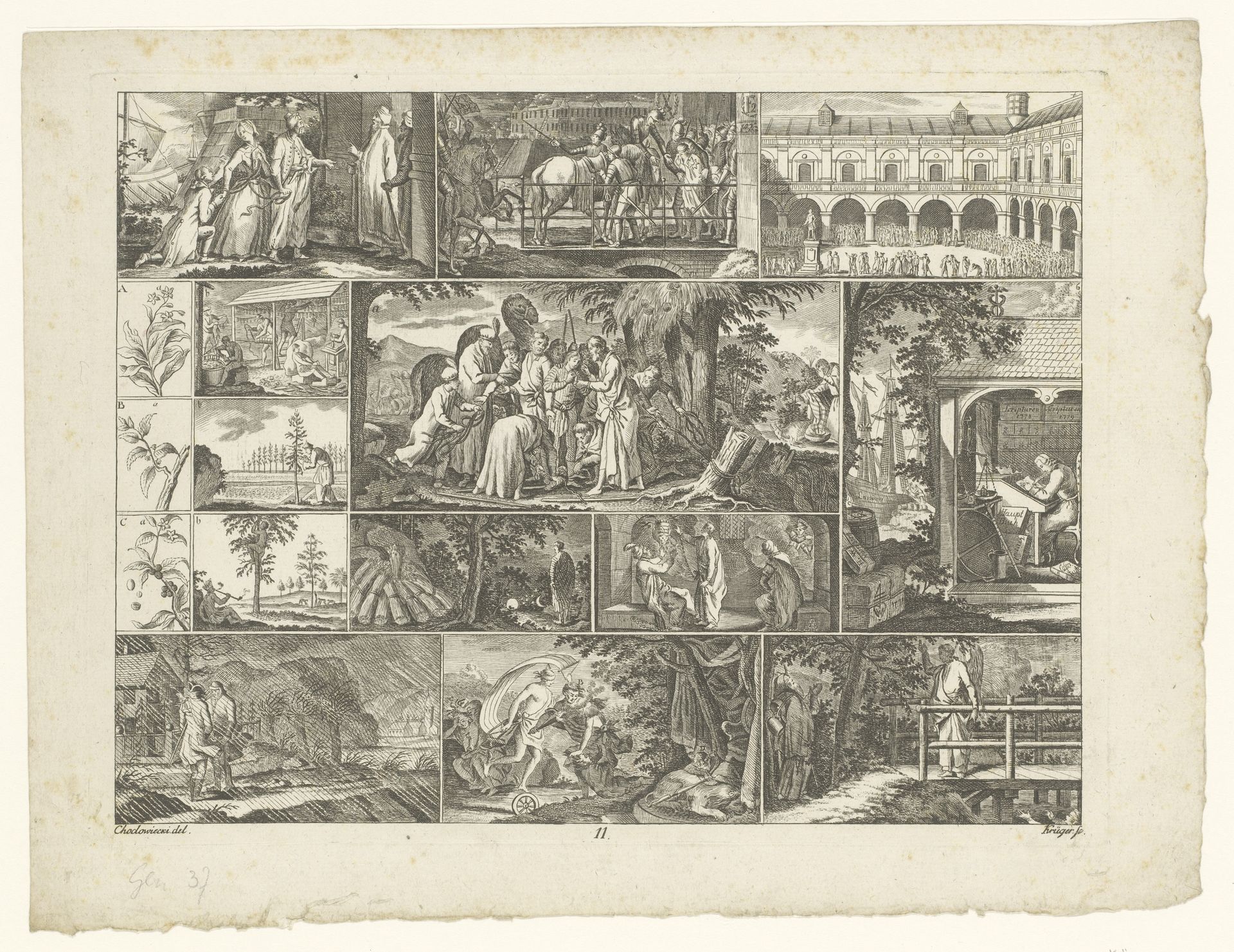 Blad met scènes uit het verhaal van Jozef by Arthur F. Krüger