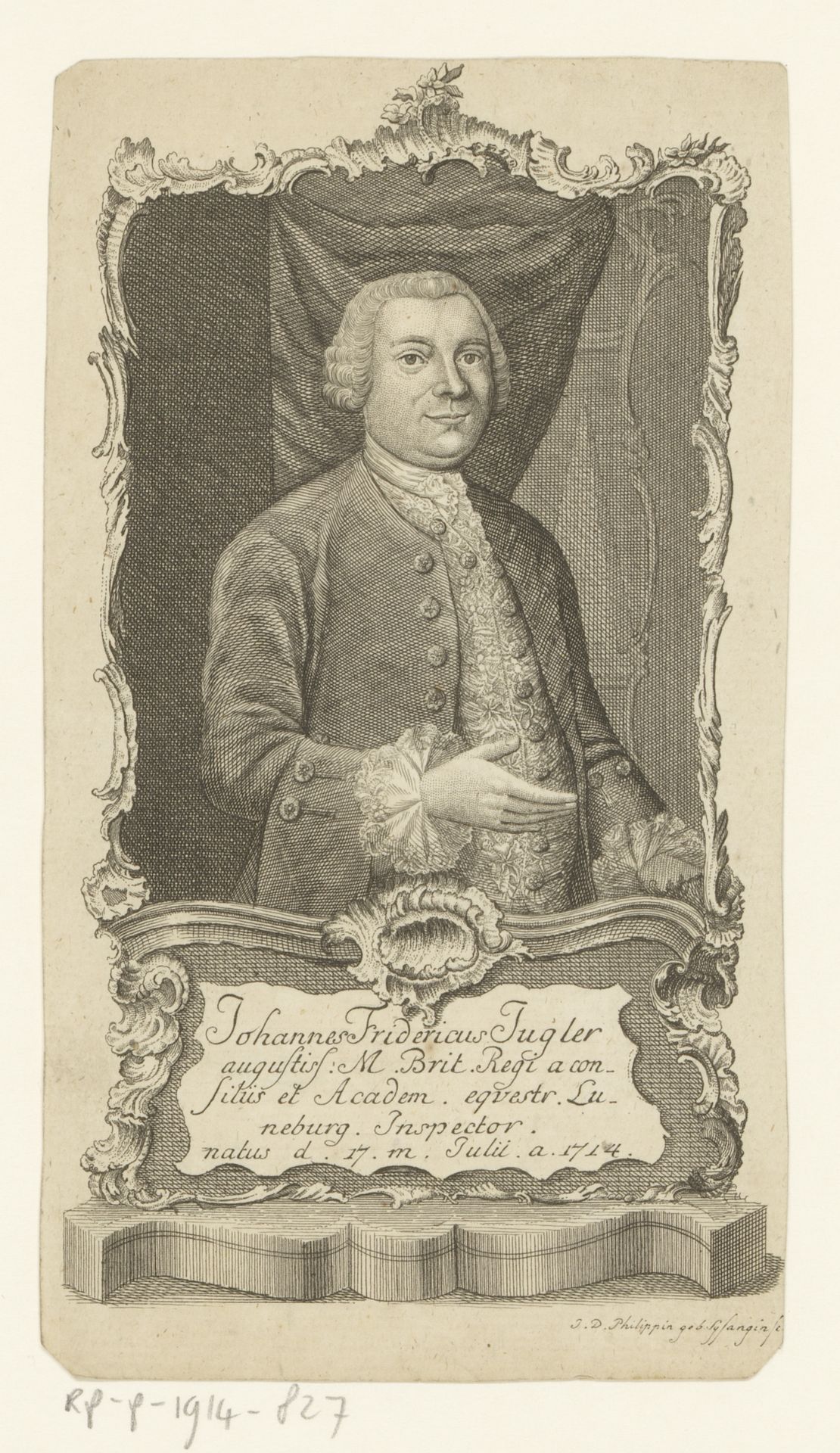 Portret van Johann Friedrich Jugler by Johanna Dorothea Sysang