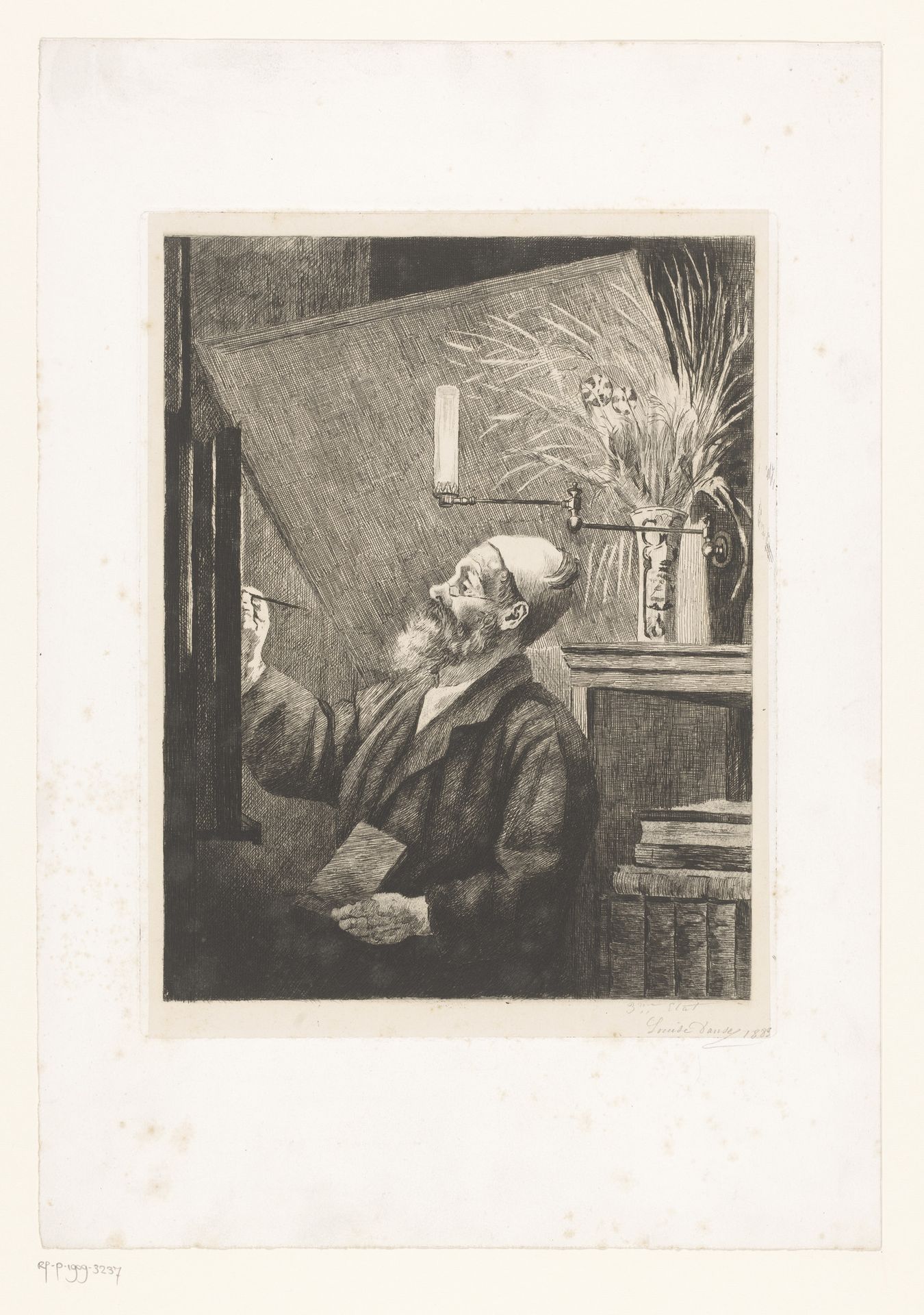 Auguste Danse aan de schildersezel by Louise Danse