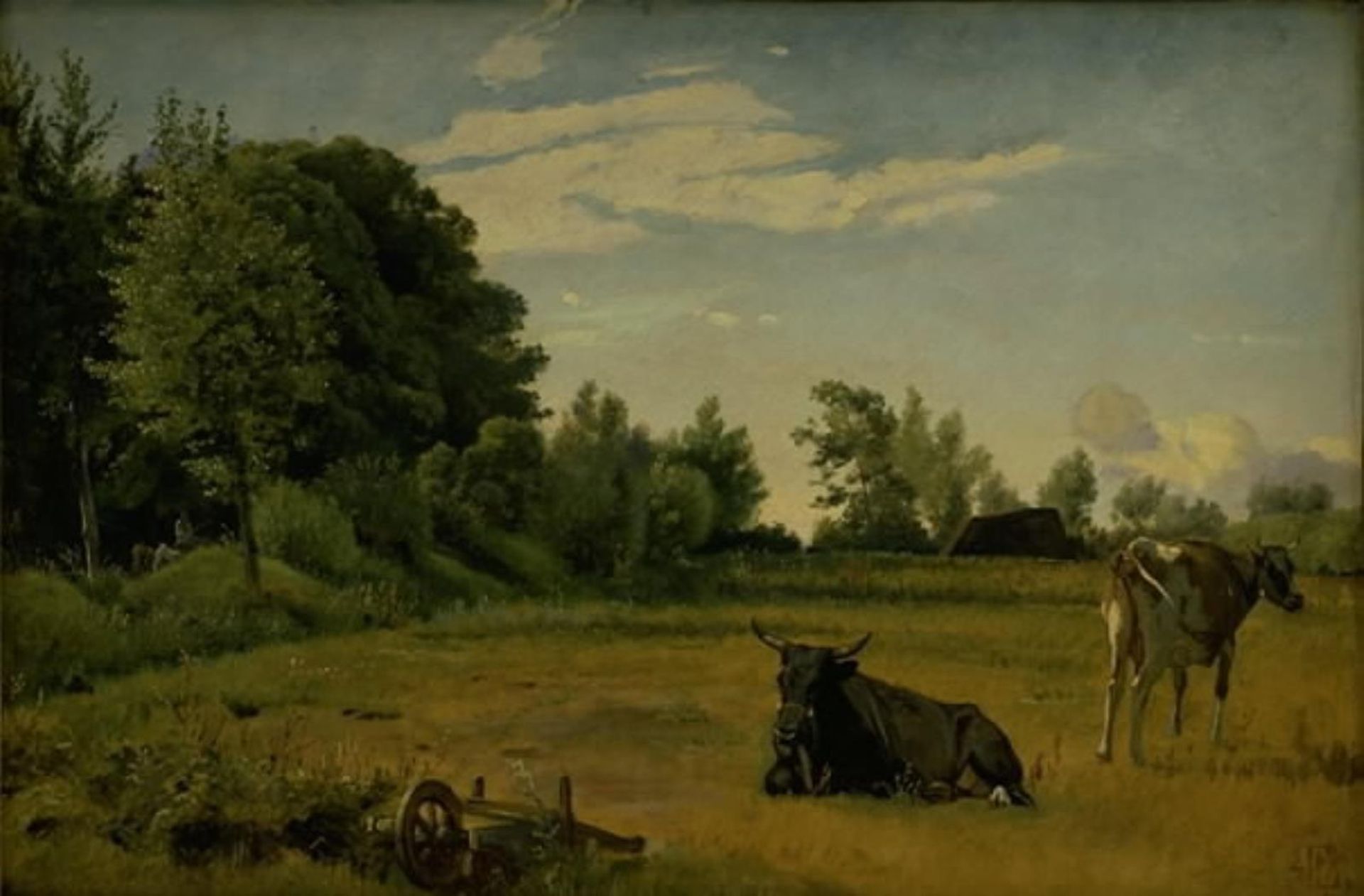 Two Cows in as Field near Vognserup Manor, Zealand by Johan Thomas Lundbye