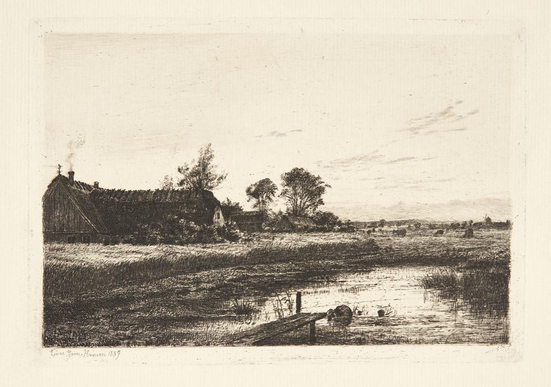 Aften ved en sjællandsk bondegård by Louise Ravn-Hansen
