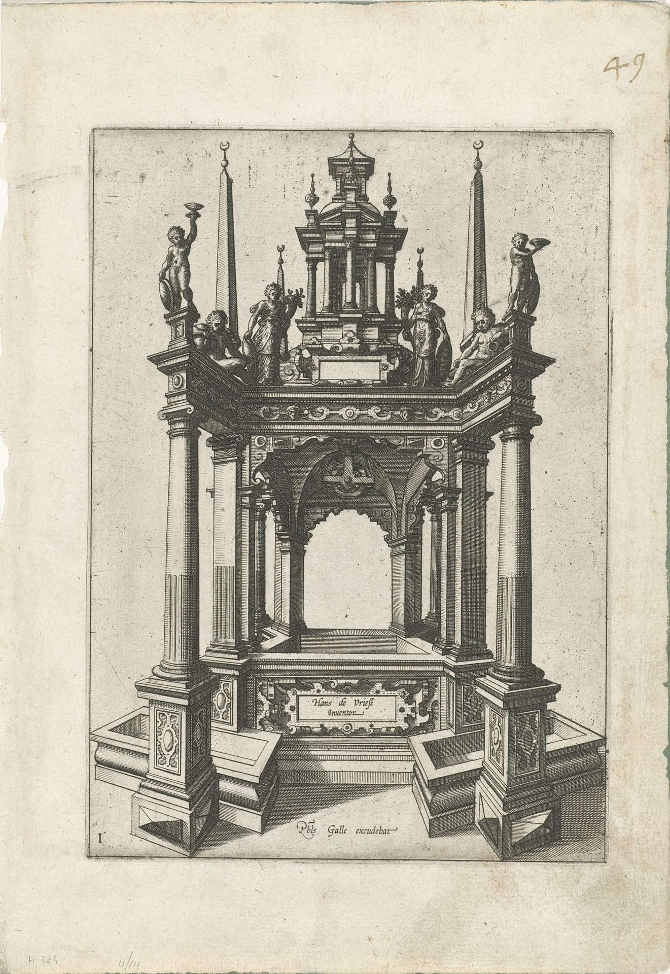 Vrijstaande vierkante waterput by Johannes of Lucas van Doetechum