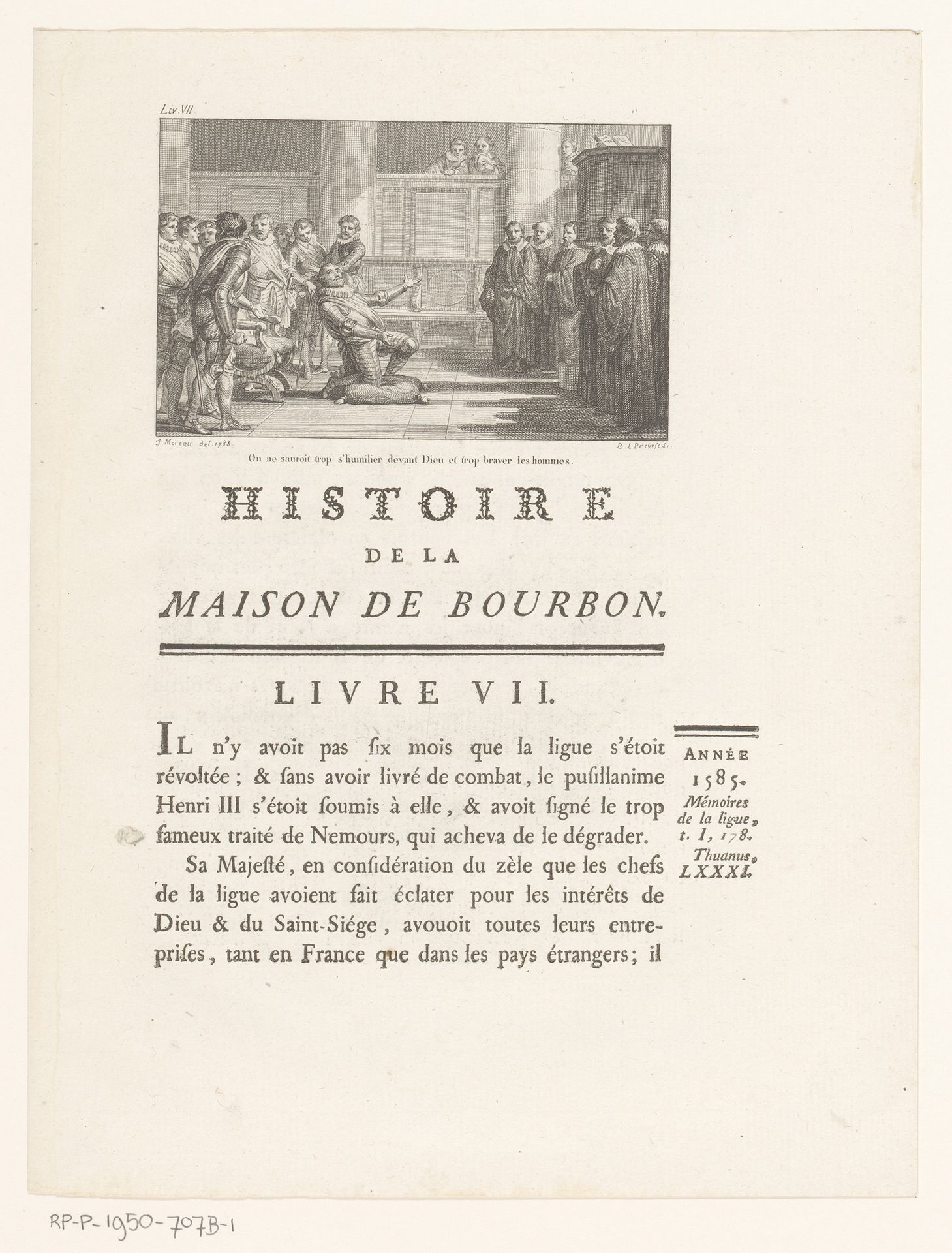 Kerkinterieur met knielende koning Hendrik IV te midden van edelen en geestelijken by Benoit Louis Prevost