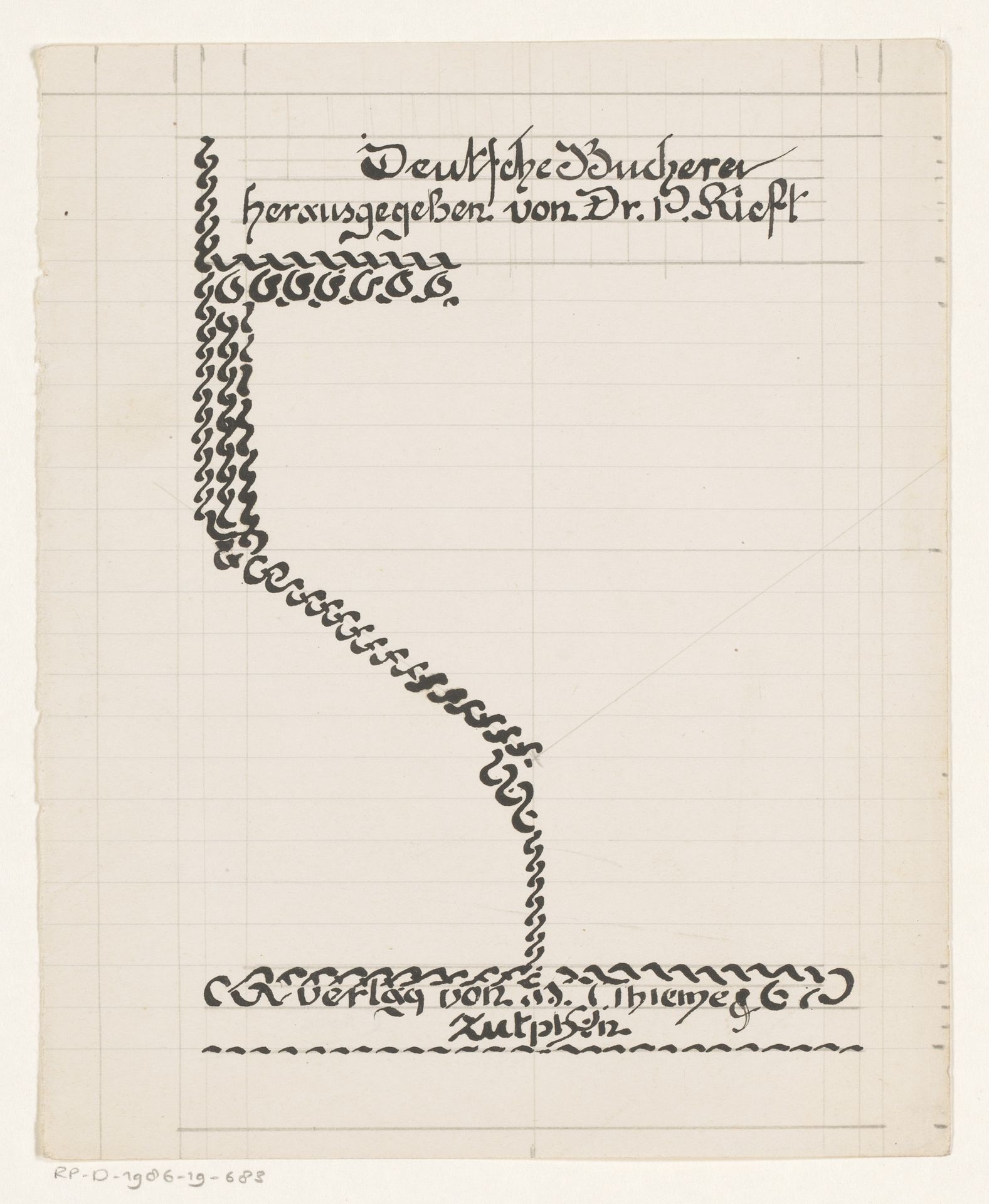 Bandontwerp voor een boek gepubliceerd door dr. P. Kieft by Reinier Willem Petrus de (1874-1952) Vries